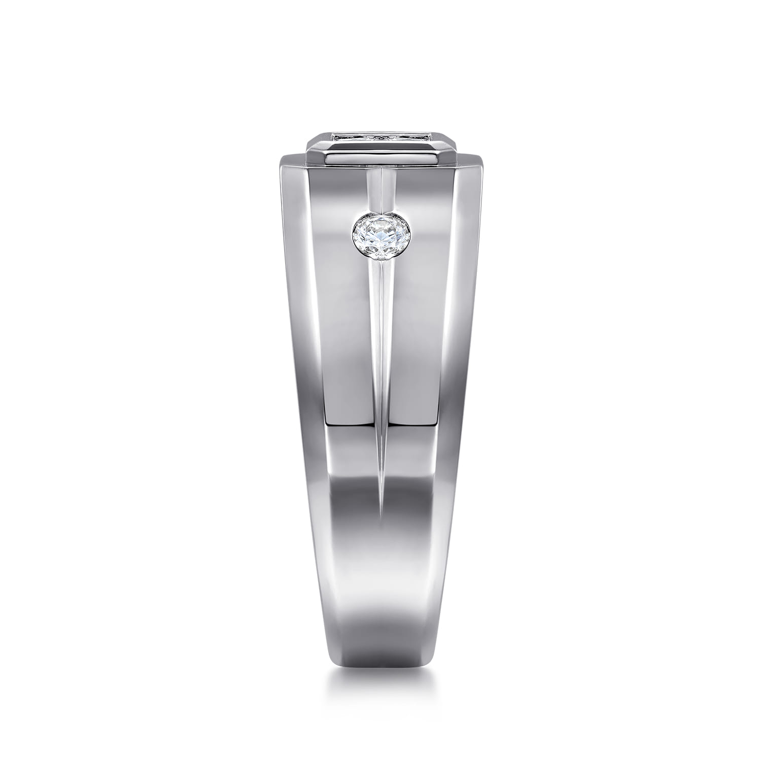 Diamond Mens Engagement Ring in High Polish Finish in 14K White Gold, photograph 4