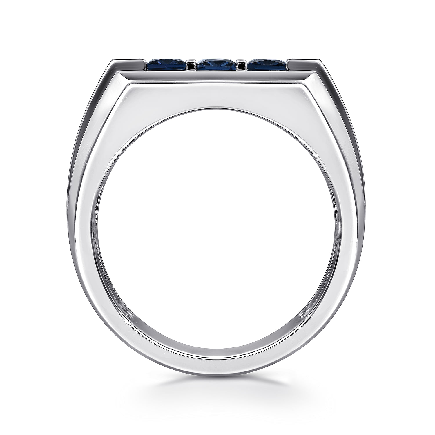 Sapphire B quality Mens Ring in High Polish Finish in Sterling Silver, photograph 2