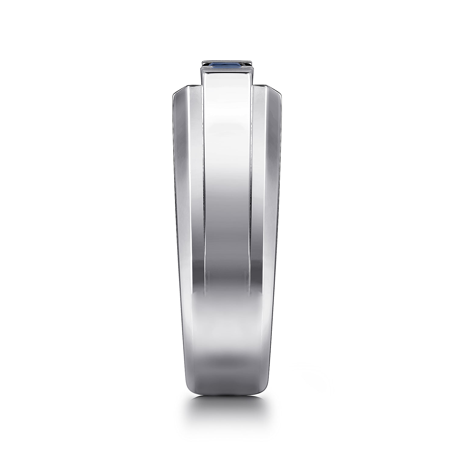 Sapphire B quality Mens Ring in High Polish Finish in Sterling Silver, photograph 4