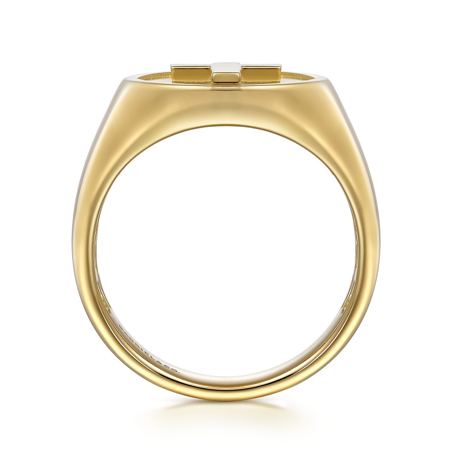 Signet Mens Ring in Sand Blast Finish in 14K Yellow Gold, photograph 2