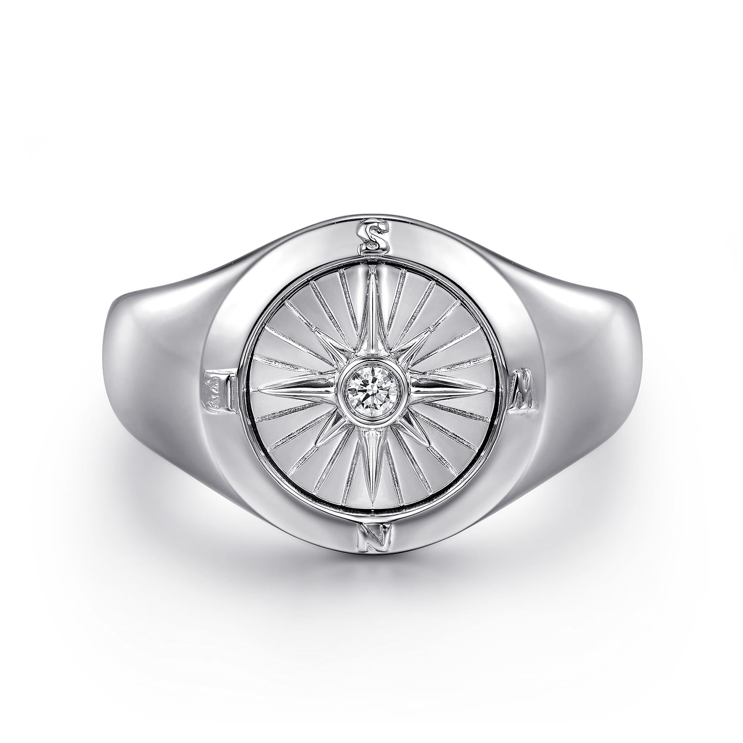 Diamond Compass Signet Ring