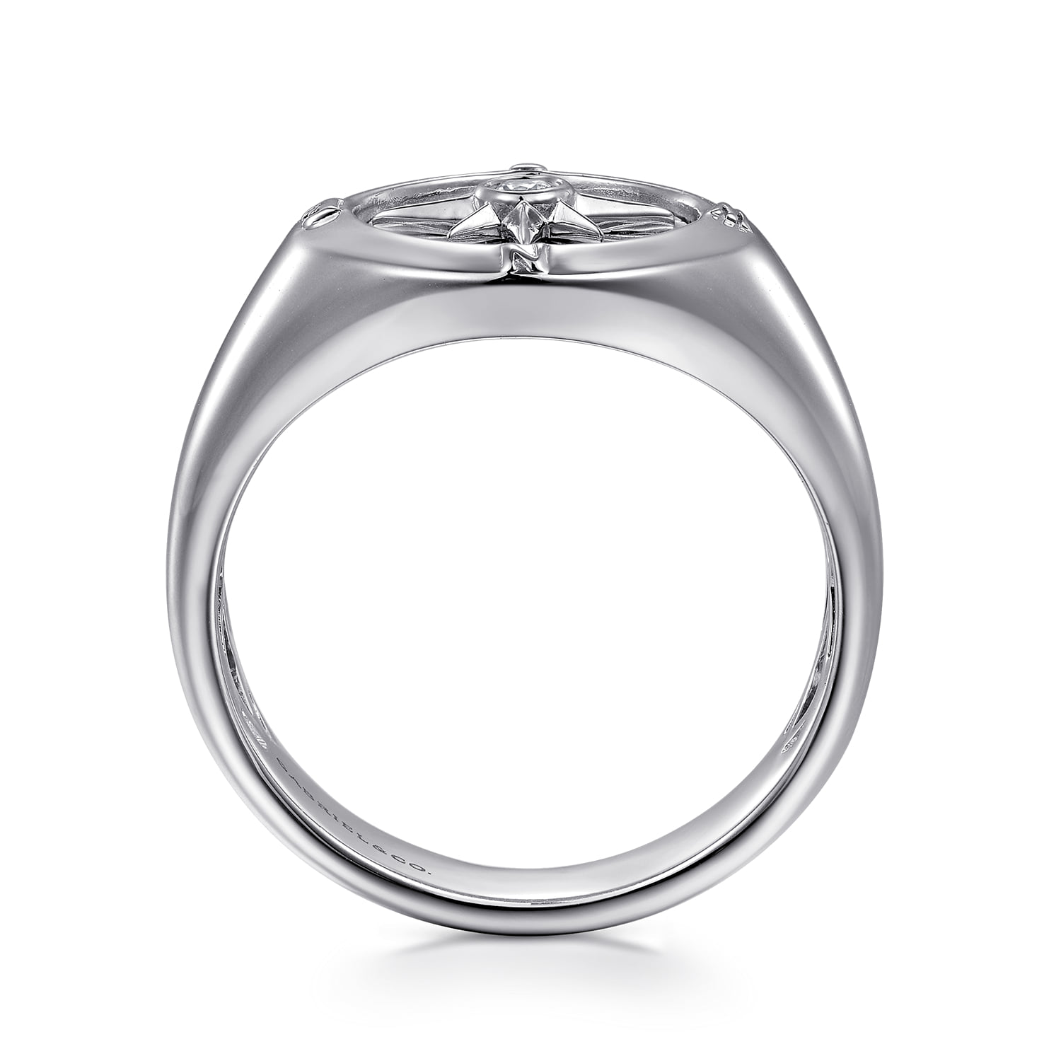 Diamond Compass Signet Ring in Sterling Silver, photograph 2