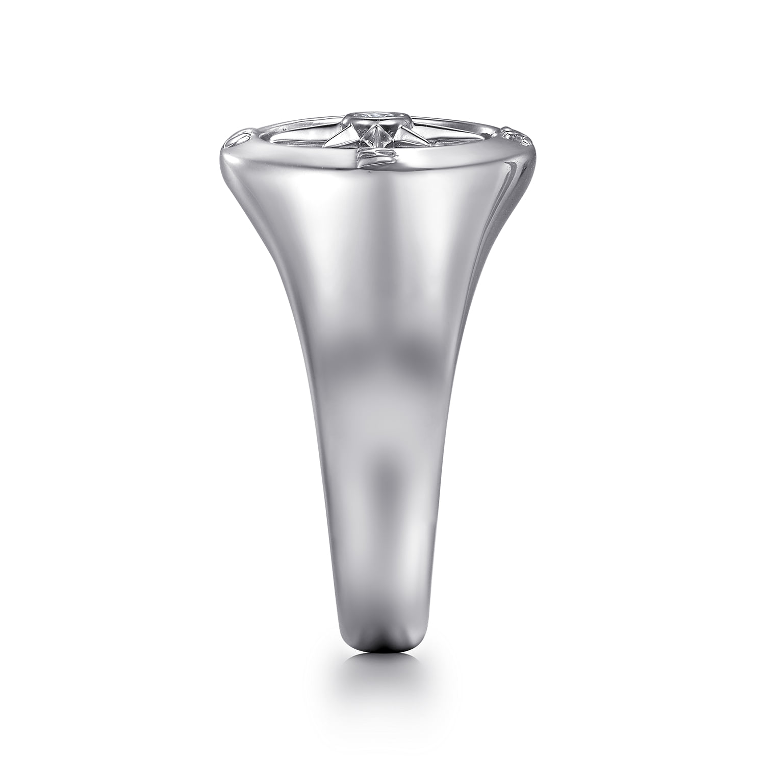 Diamond Compass Signet Ring in Sterling Silver, photograph 4