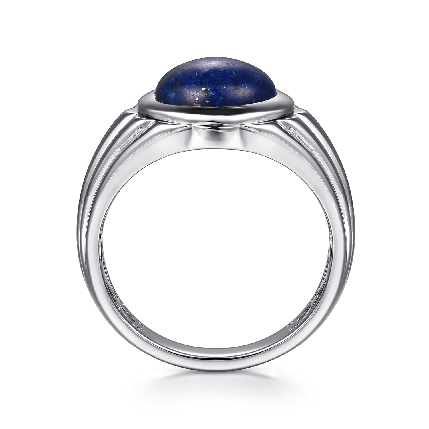 Wide Lapis Mens Ring in High Polished Finish in Sterling Silver, photograph 2