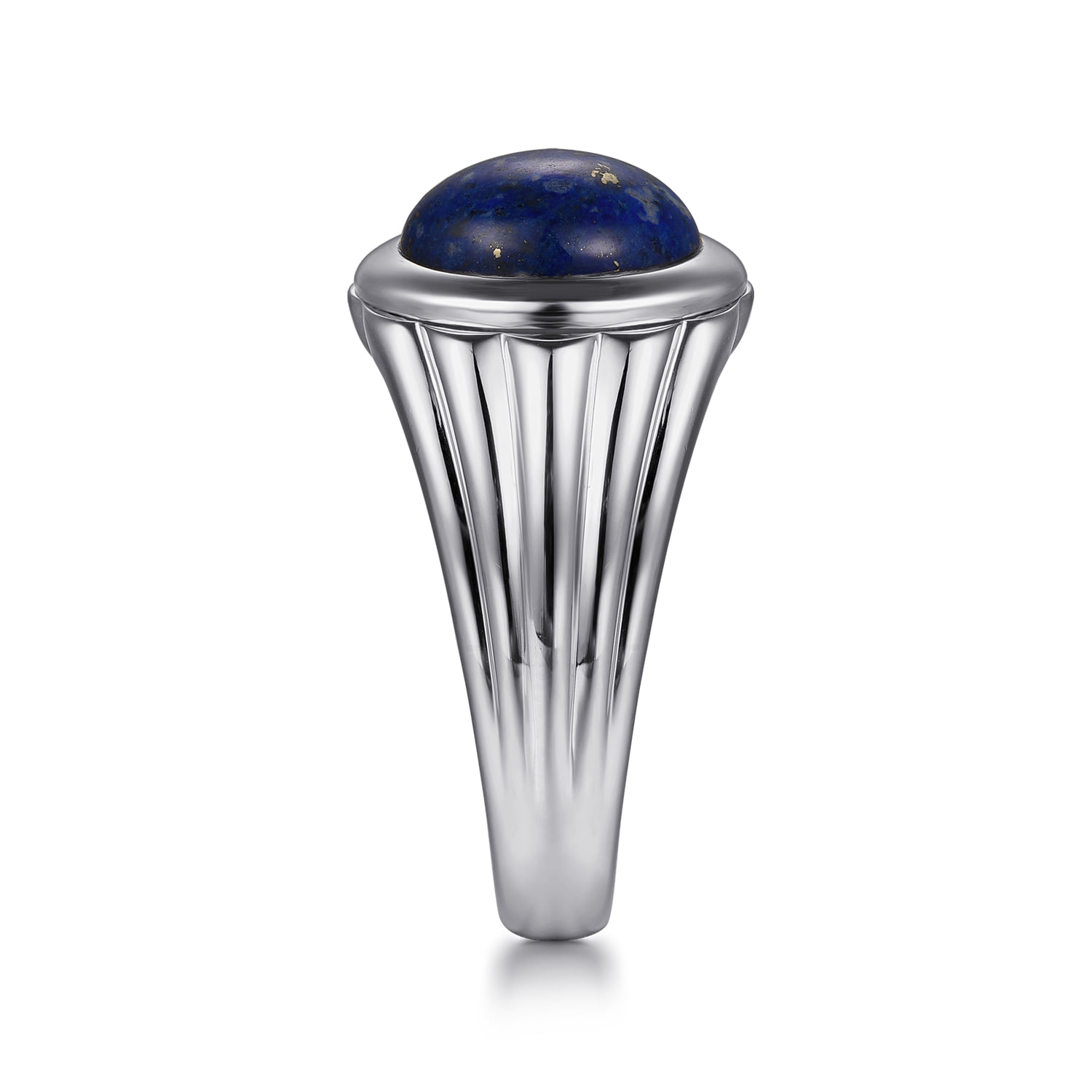 Wide Lapis Mens Ring in High Polished Finish in Sterling Silver, photograph 4