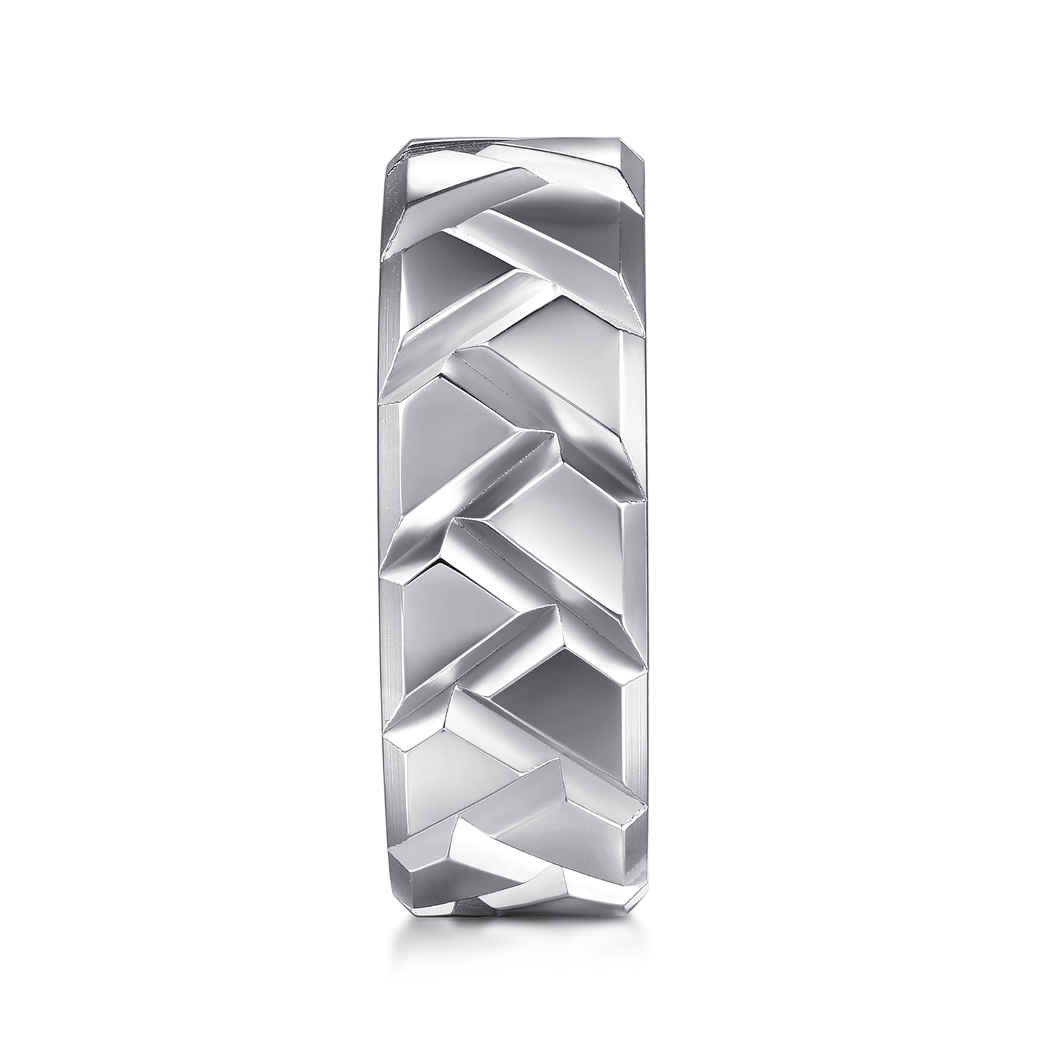 8mm Herringbone Mens Ring in High Polish in Sterling Silver, photograph 4