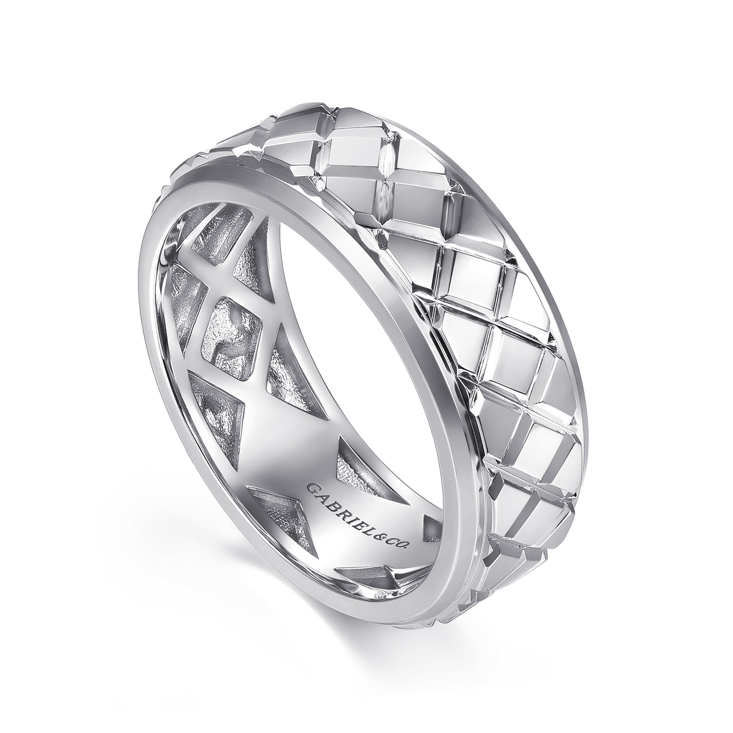 8mm Square Mens Ring in High Polished Finish in Sterling Silver, photograph 3