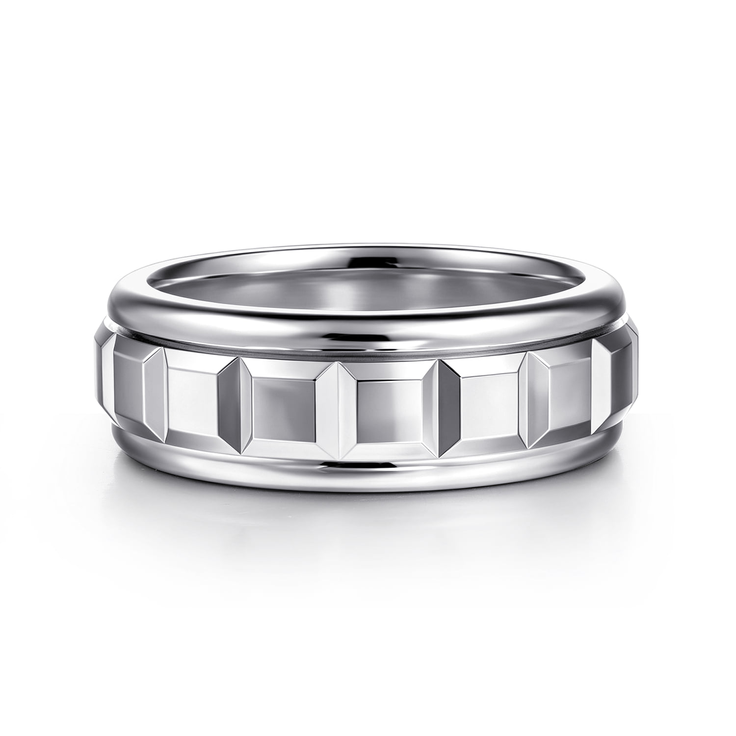 8mm Square Rotating Mens Ring in High Polished Finish