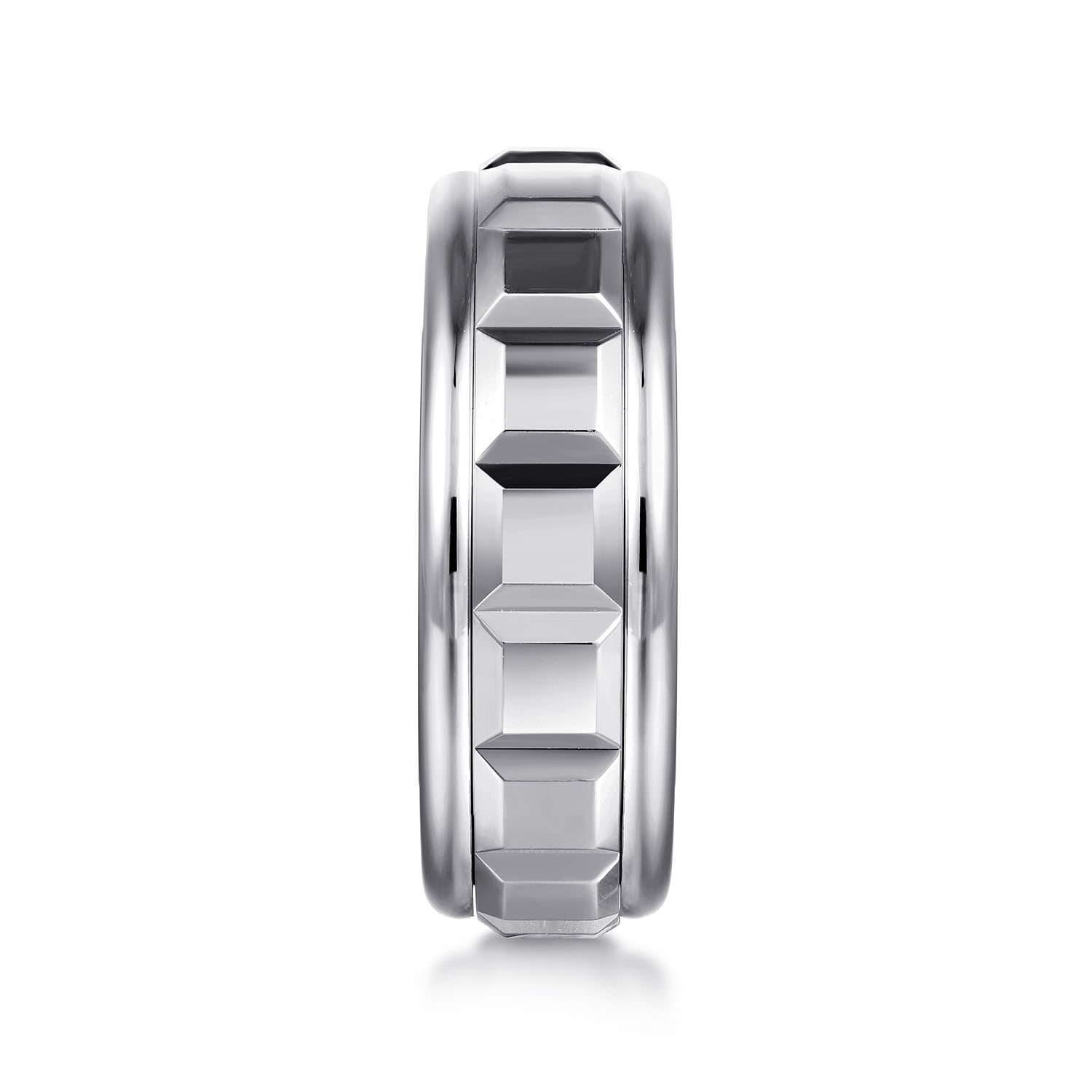 8mm Square Rotating Mens Ring in High Polished Finish in 14K White Gold, photograph 4