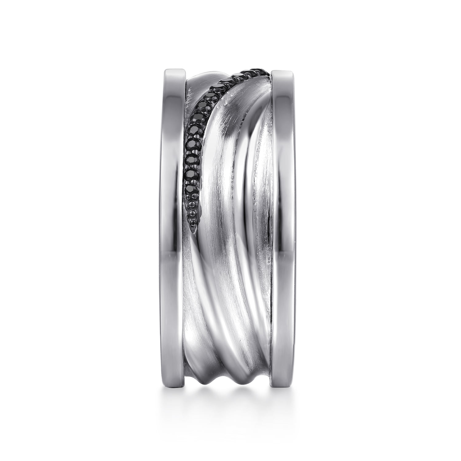 Black Spinel Men's Fashion Ring in Sterling Silver, photograph 4