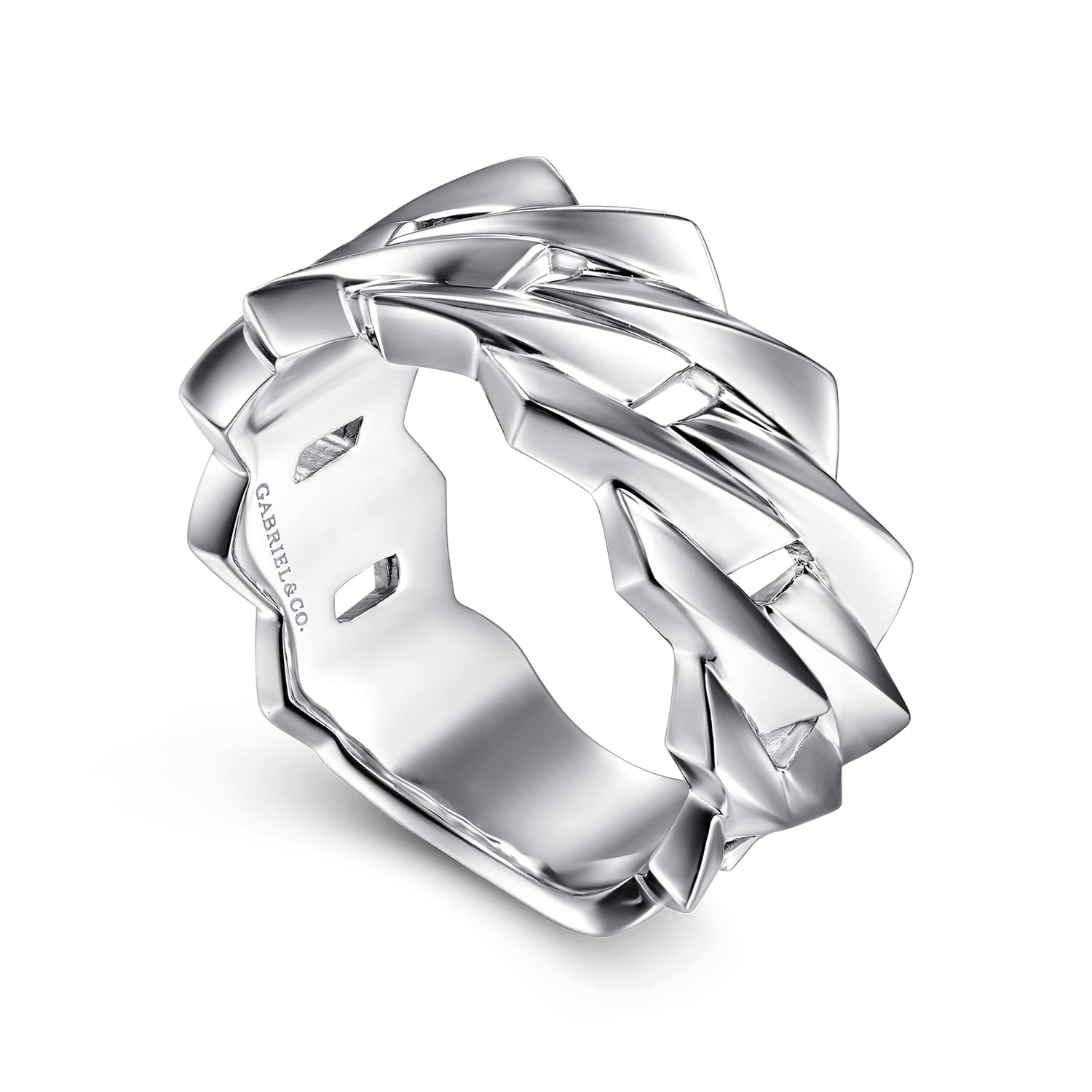 Wide Chain Link Band in High Polished Finish in Sterling Silver, photograph 3