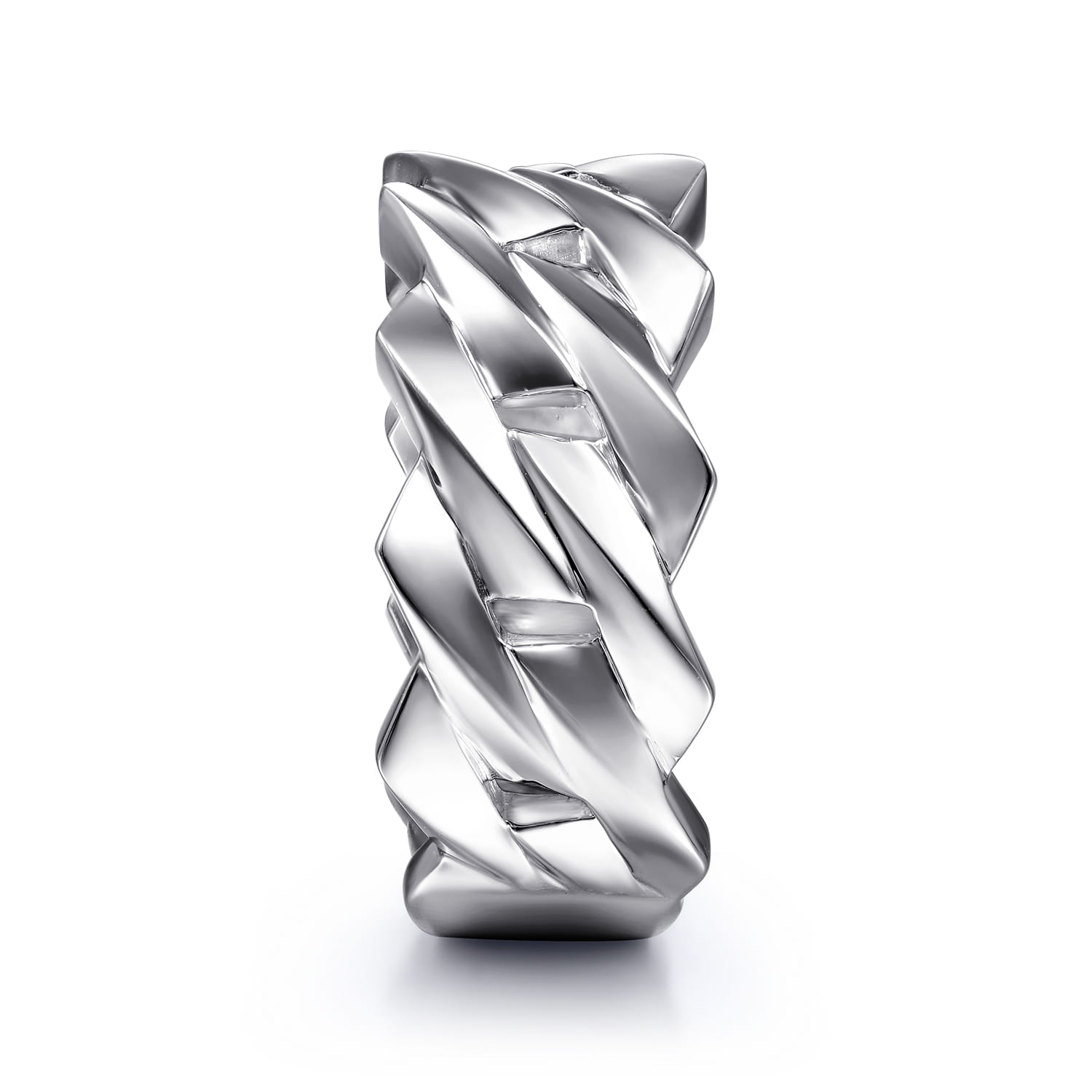 Wide Chain Link Band in High Polished Finish in Sterling Silver, photograph 4