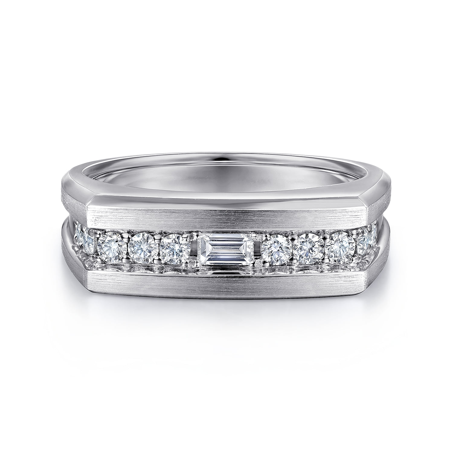 Angular Diamond Ring in Satin Finish