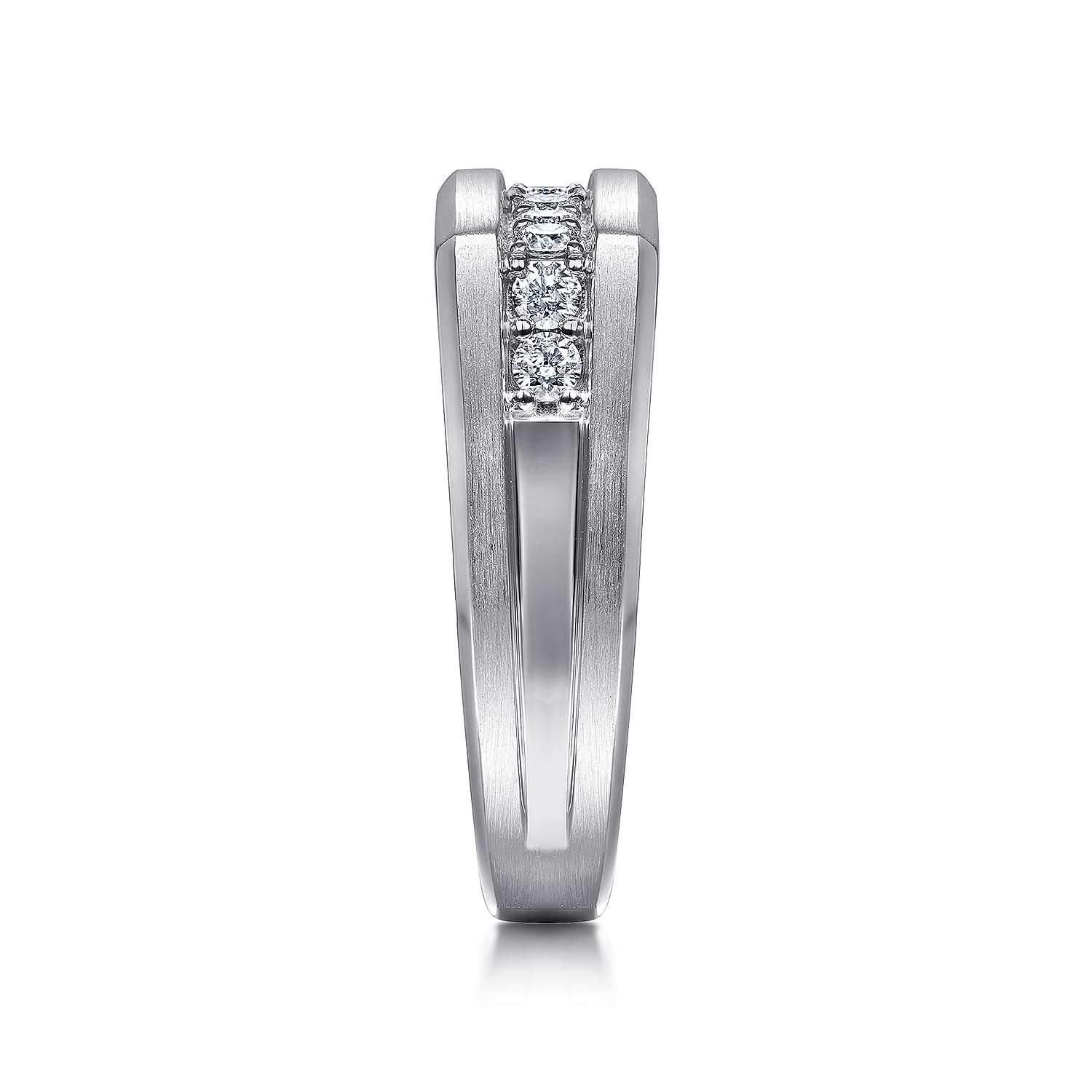 Angular Diamond Ring in Satin Finish in 14K White Gold, photograph 4