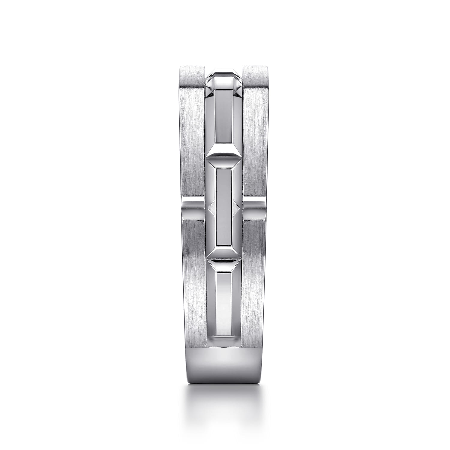 Geometric Wide Band in Sterling Silver, photograph 4