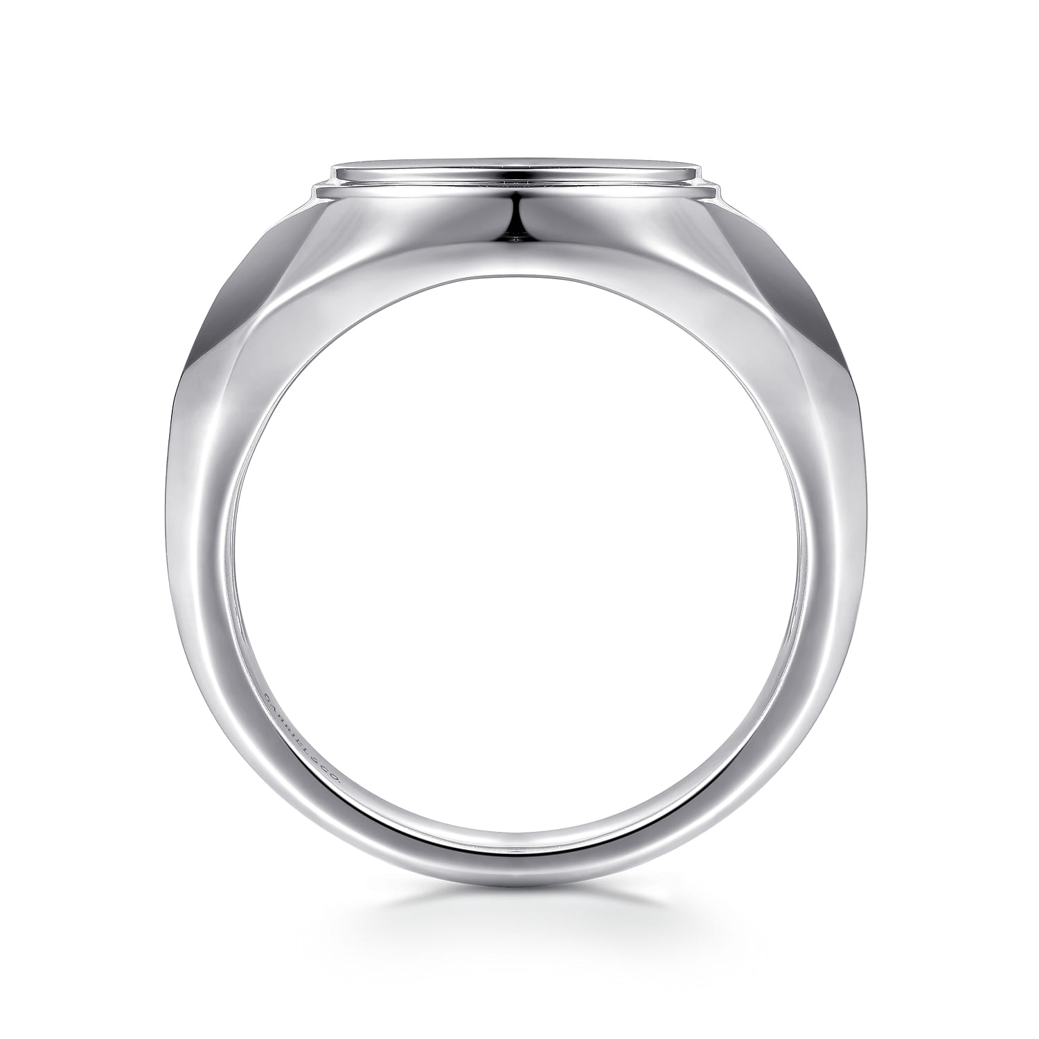 Wide Signet Ring in High Polished Finish in Sterling Silver, photograph 2