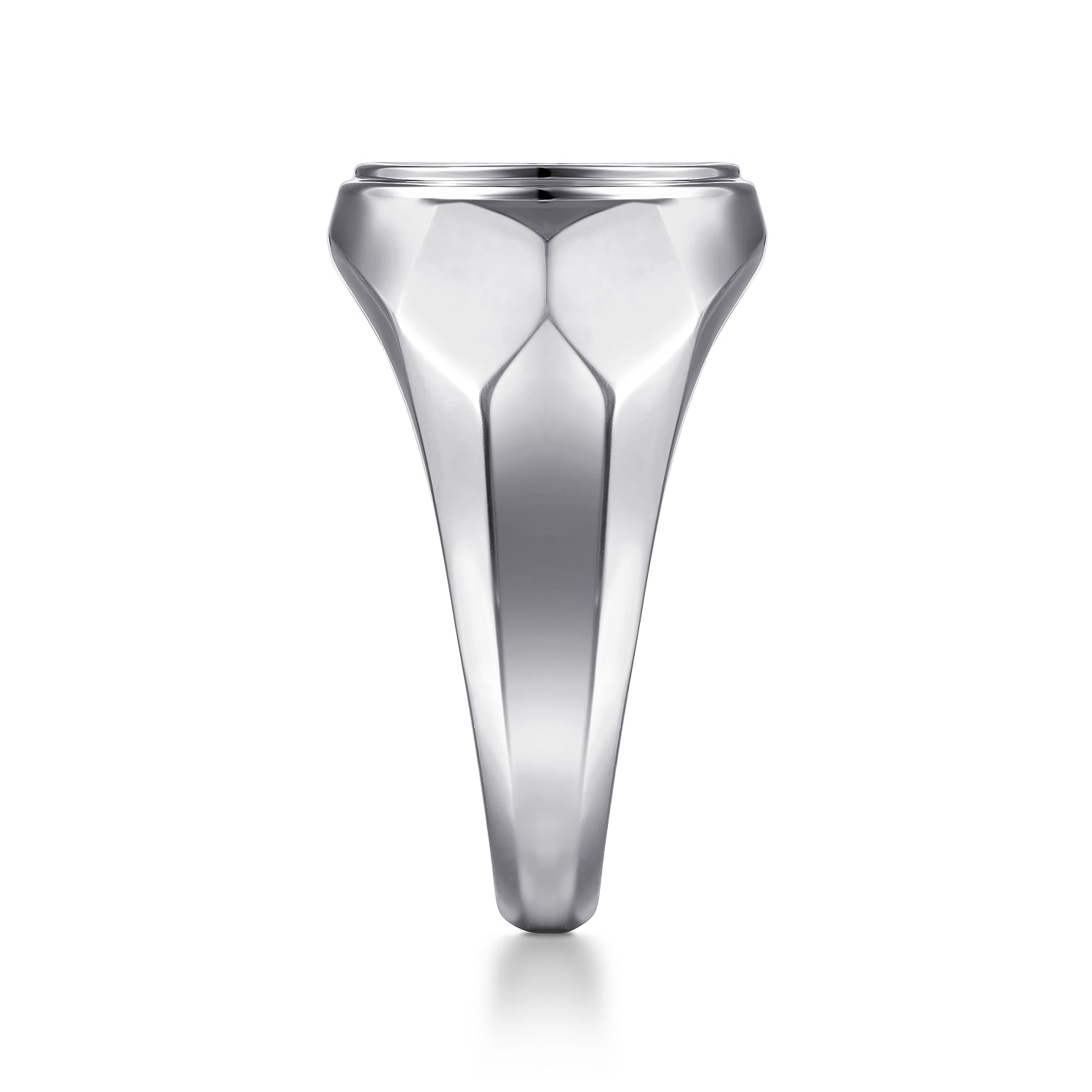 Wide Signet Ring in High Polished Finish in Sterling Silver, photograph 4