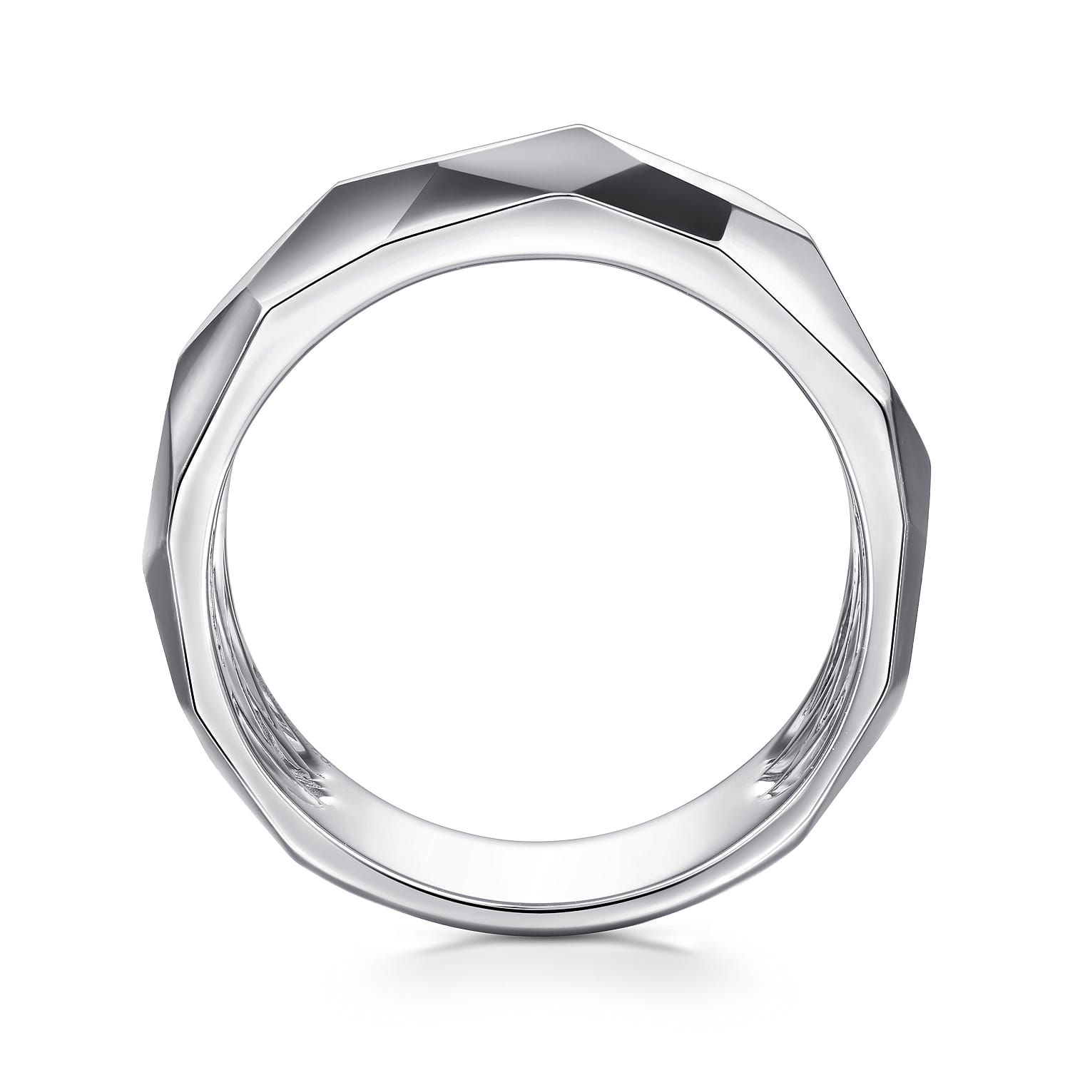 Wide Faceted Band in High Polished Finish in Sterling Silver, photograph 2