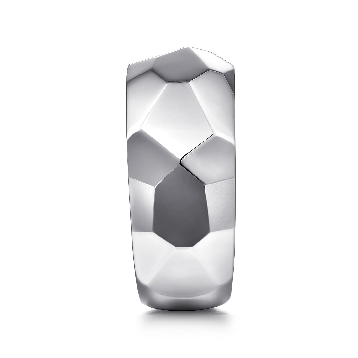 Wide Faceted Band in High Polished Finish in Sterling Silver, photograph 4