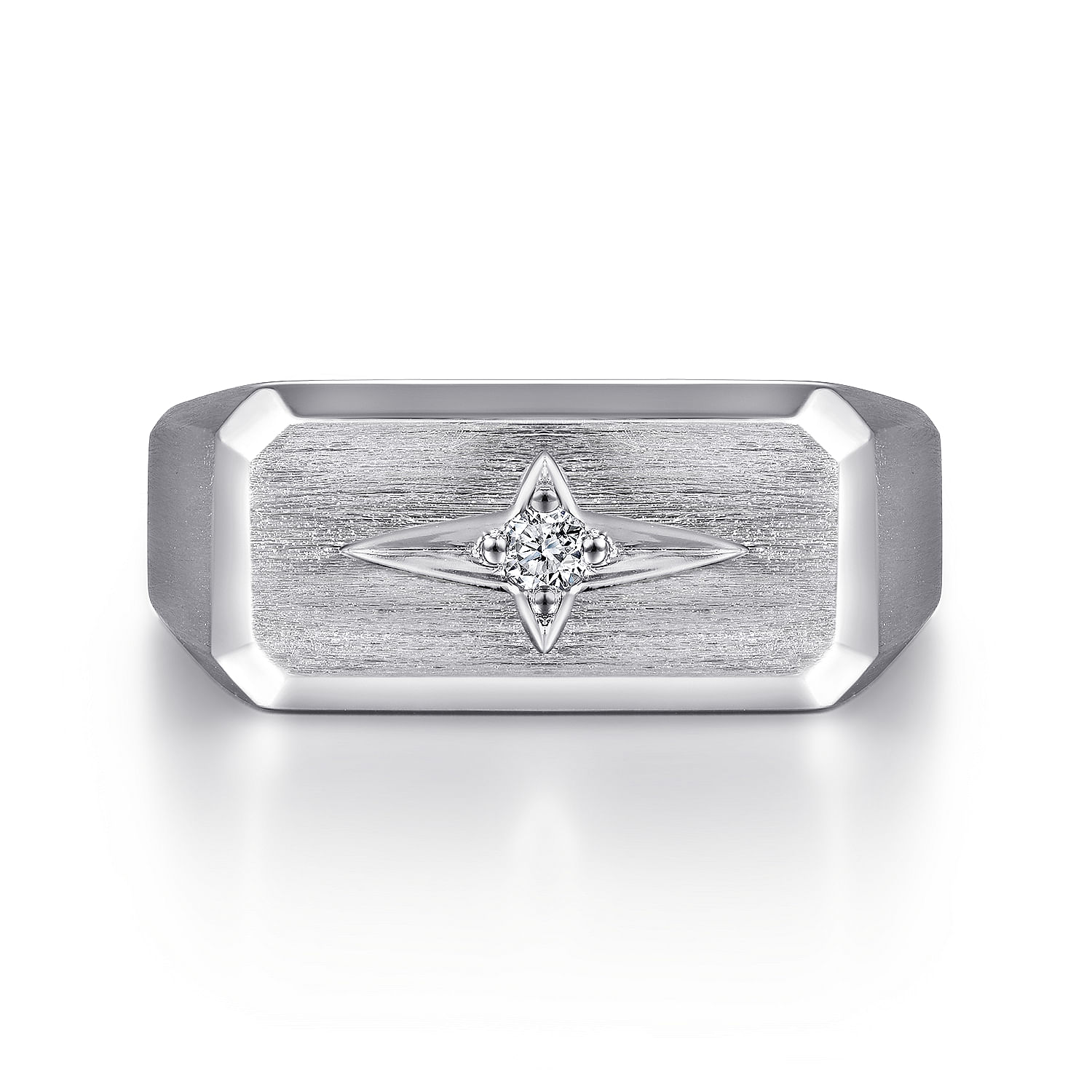 Wide 925 Sterling Silver North Star Ring in Satin Finish @ $305. Shop Men  Rings | Gabriel & Co.