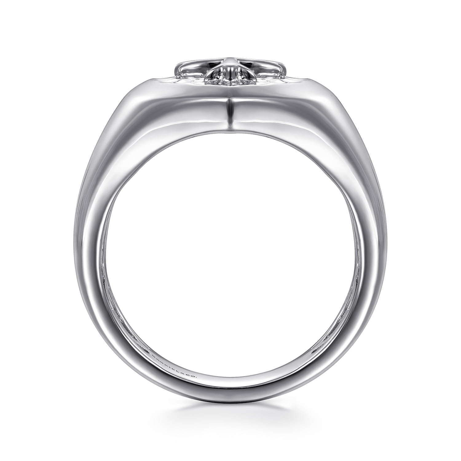 Wide Cross Signet Ring in High Polished Finish in Sterling Silver, photograph 2