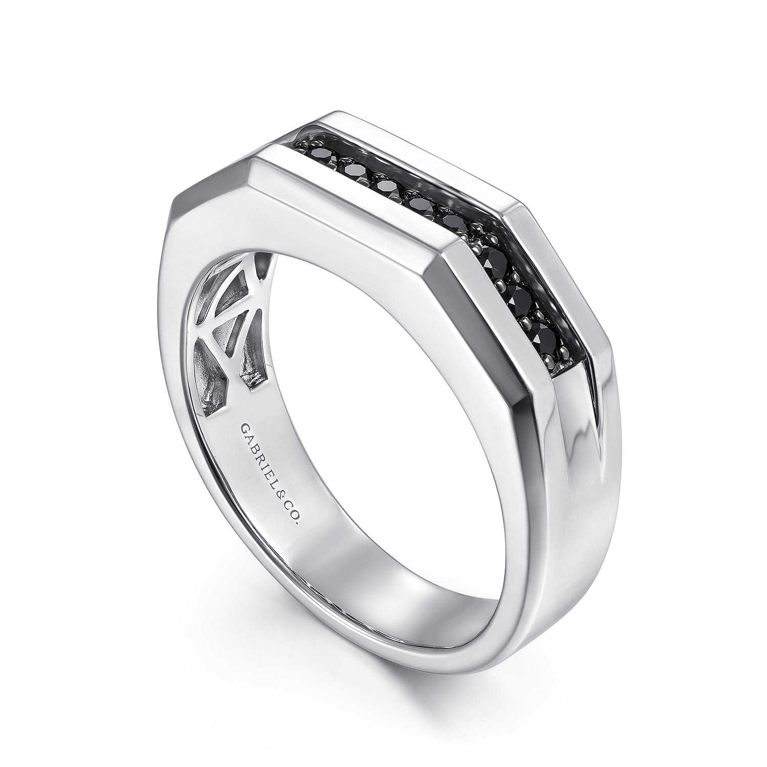 and Black Spinel Band in Sterling Silver, photograph 3