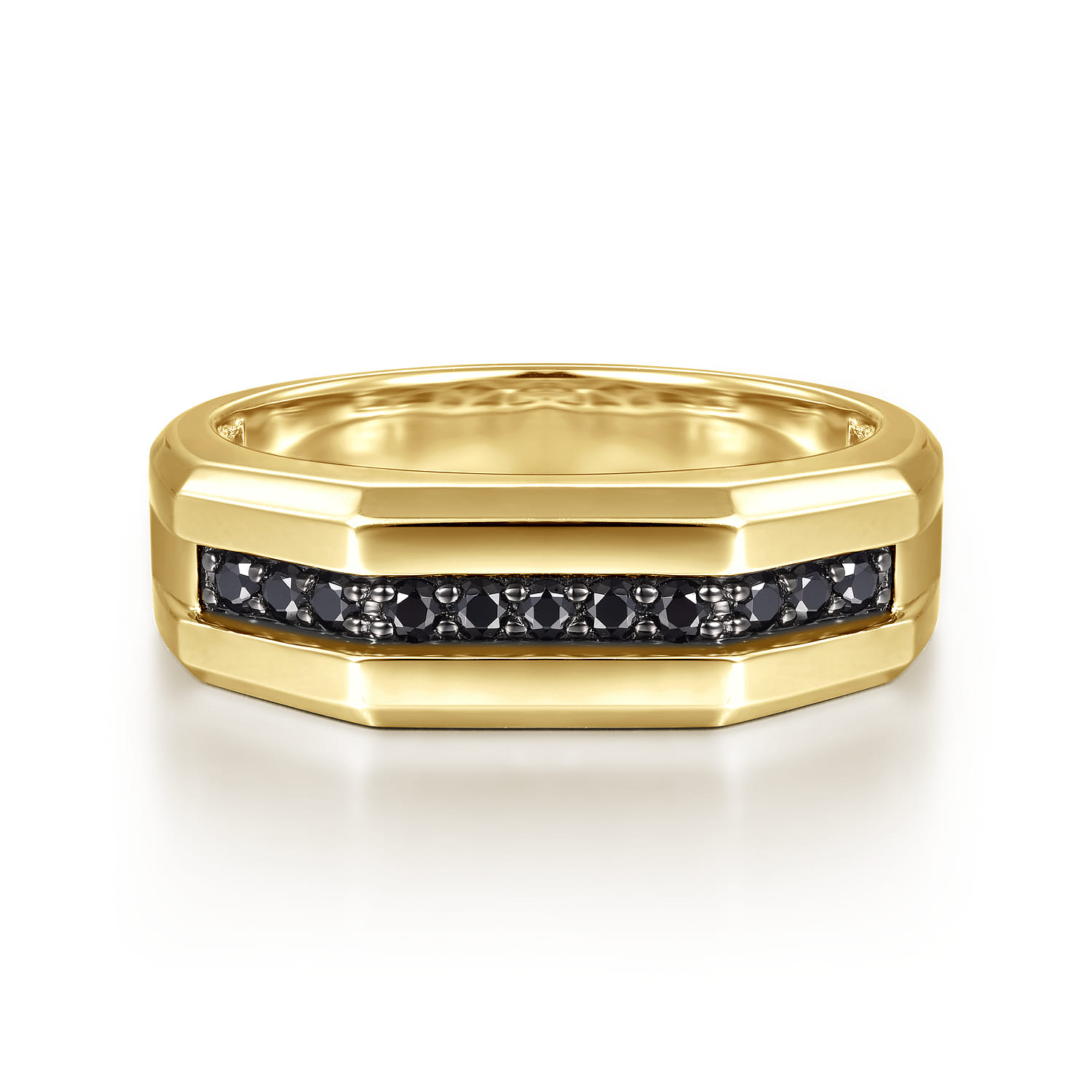 Ring with Black Diamond Inlay in High Polished Finish