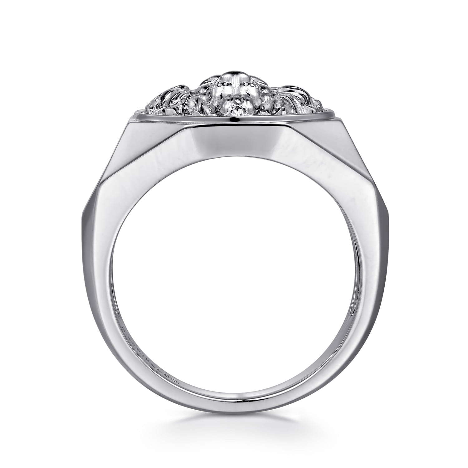 Lion Head Ring in High Polished Finish in Sterling Silver, photograph 2