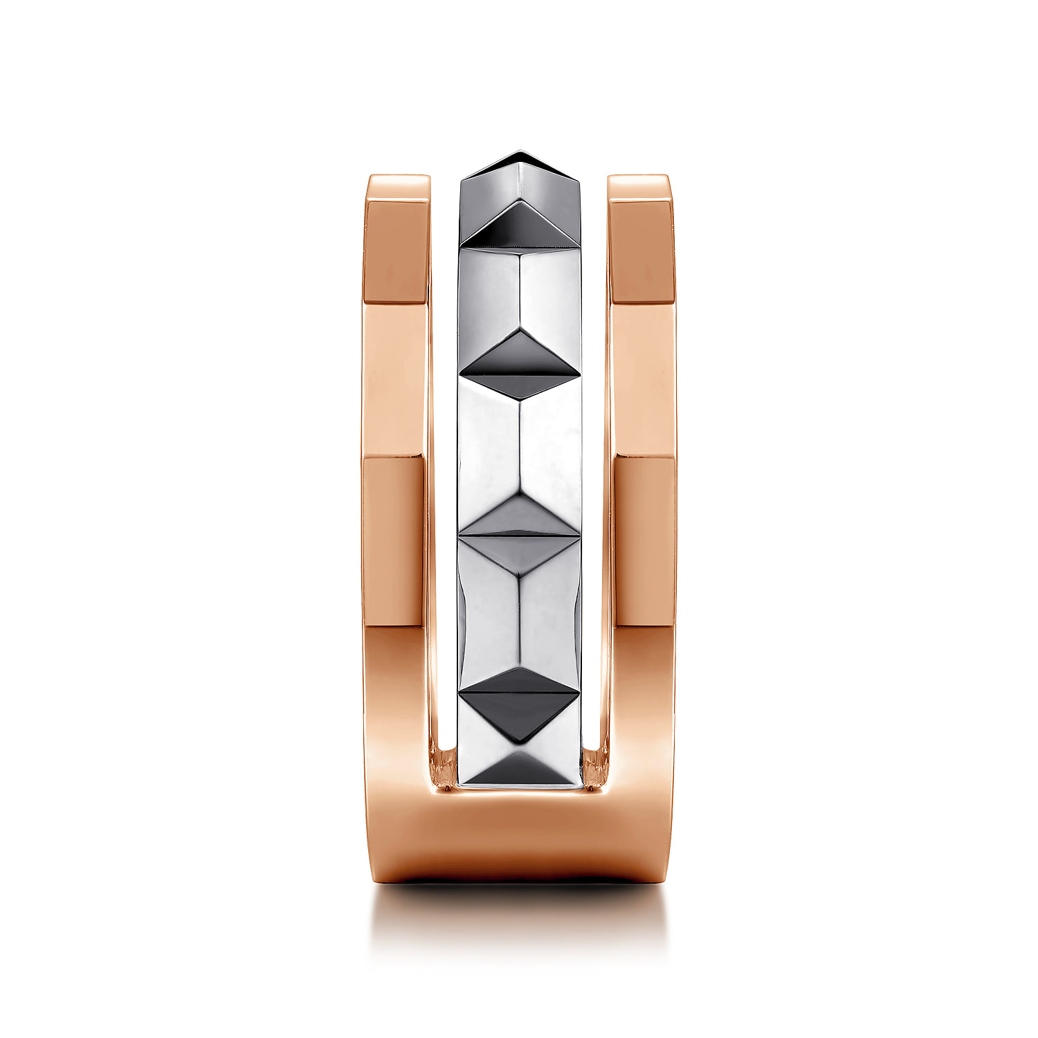 Wide Faceted Ring in High Polished Finish in 14K White/Rose Gold, photograph 4