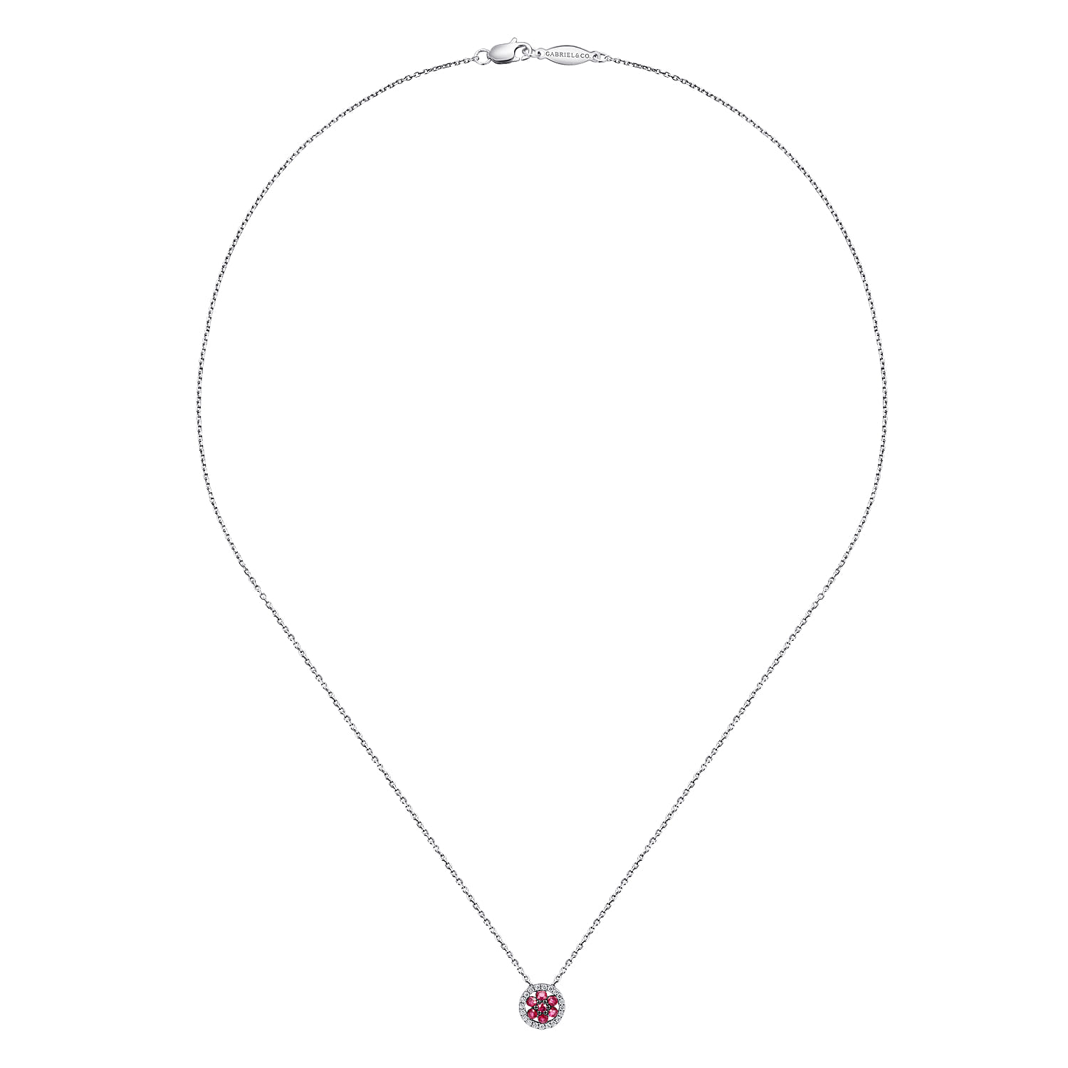 Diamond and Sapphire Necklace in 14K White Gold, photograph 2