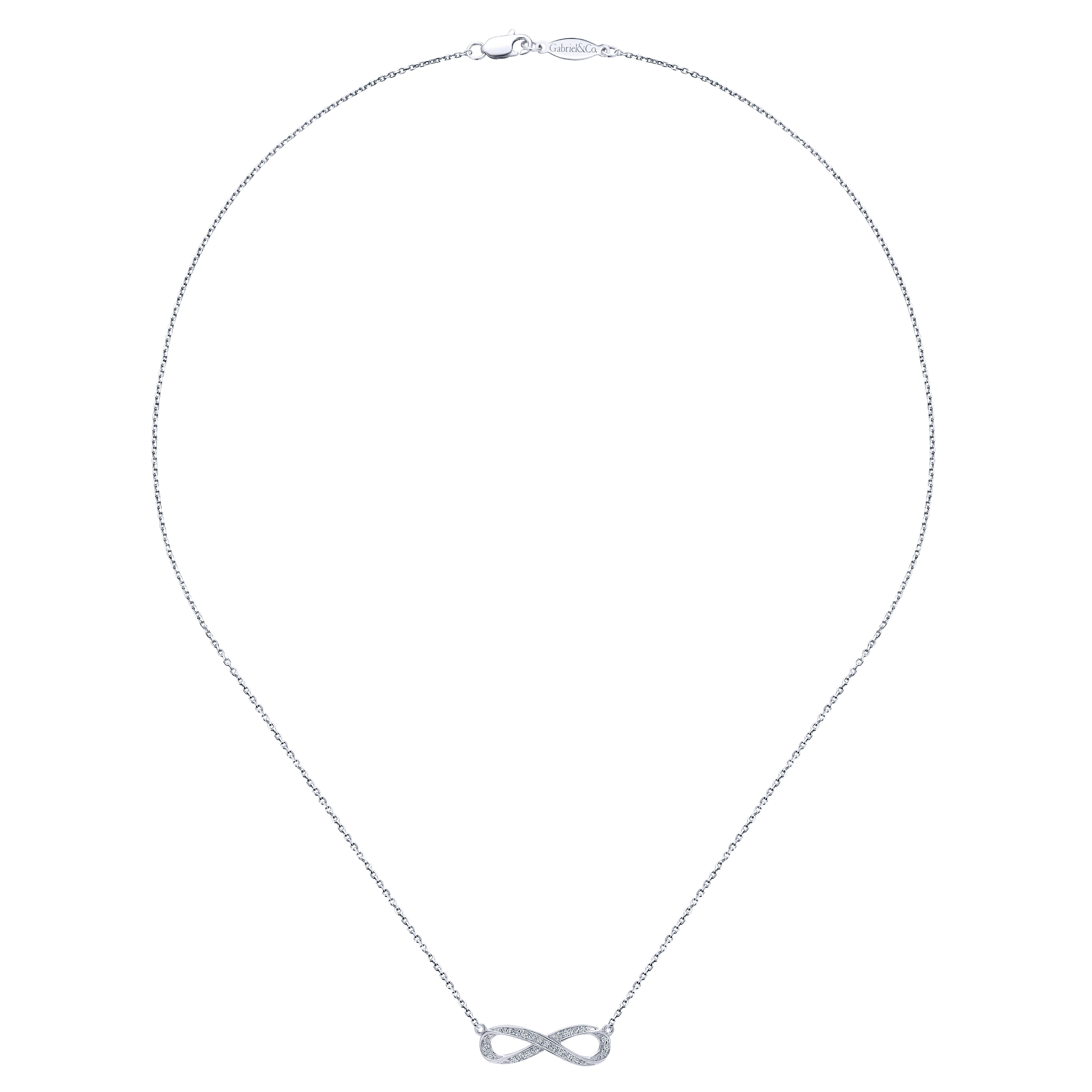 18 inch Diamond Infinity Pendant Necklace in 14K White Gold, photograph 2