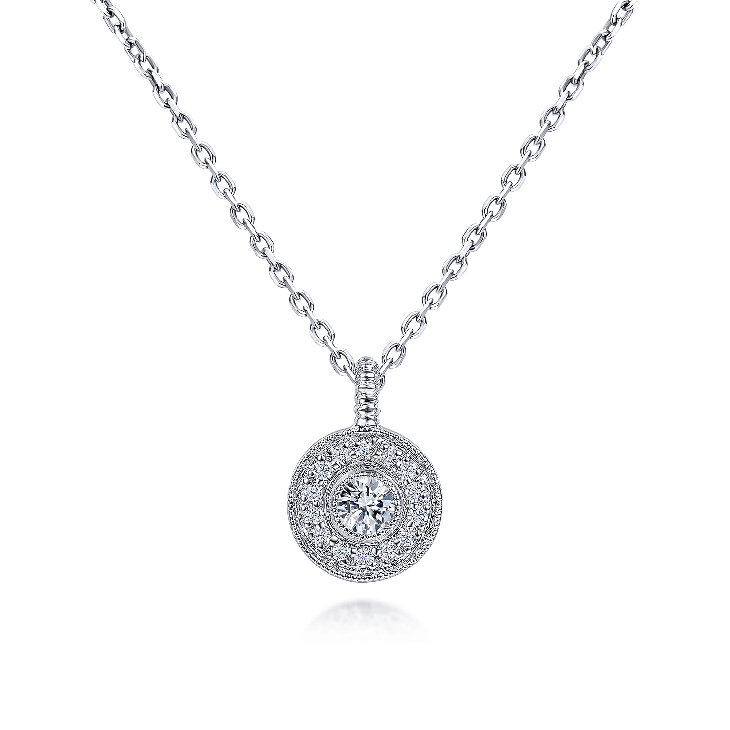 18 inch Diamond Halo Pendant Necklace