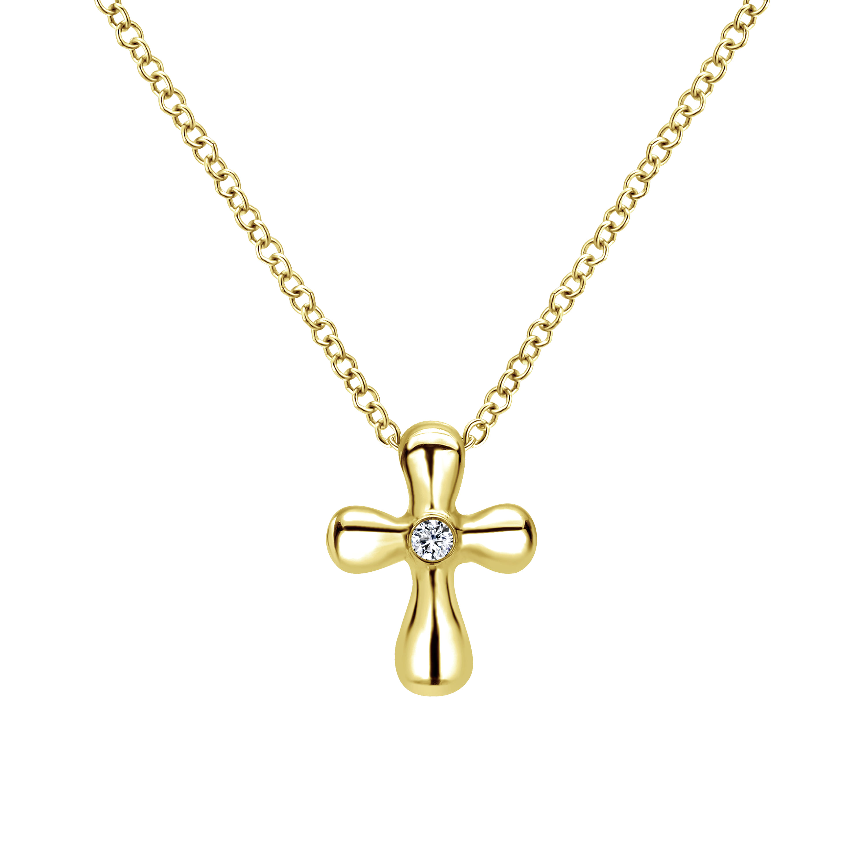 Rounded Diamond Cross Necklace