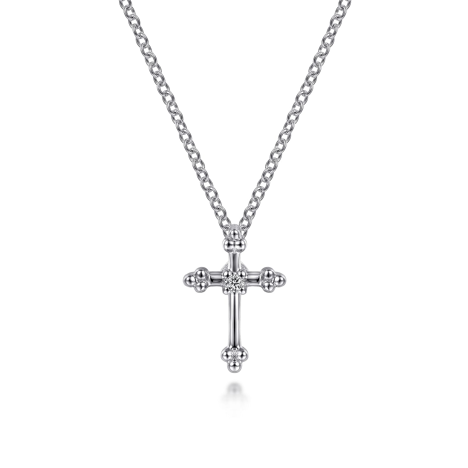 MACYS hot 925 Sterling Silver Cross Necklace 18” Interchangeable Rhinestone Pendent