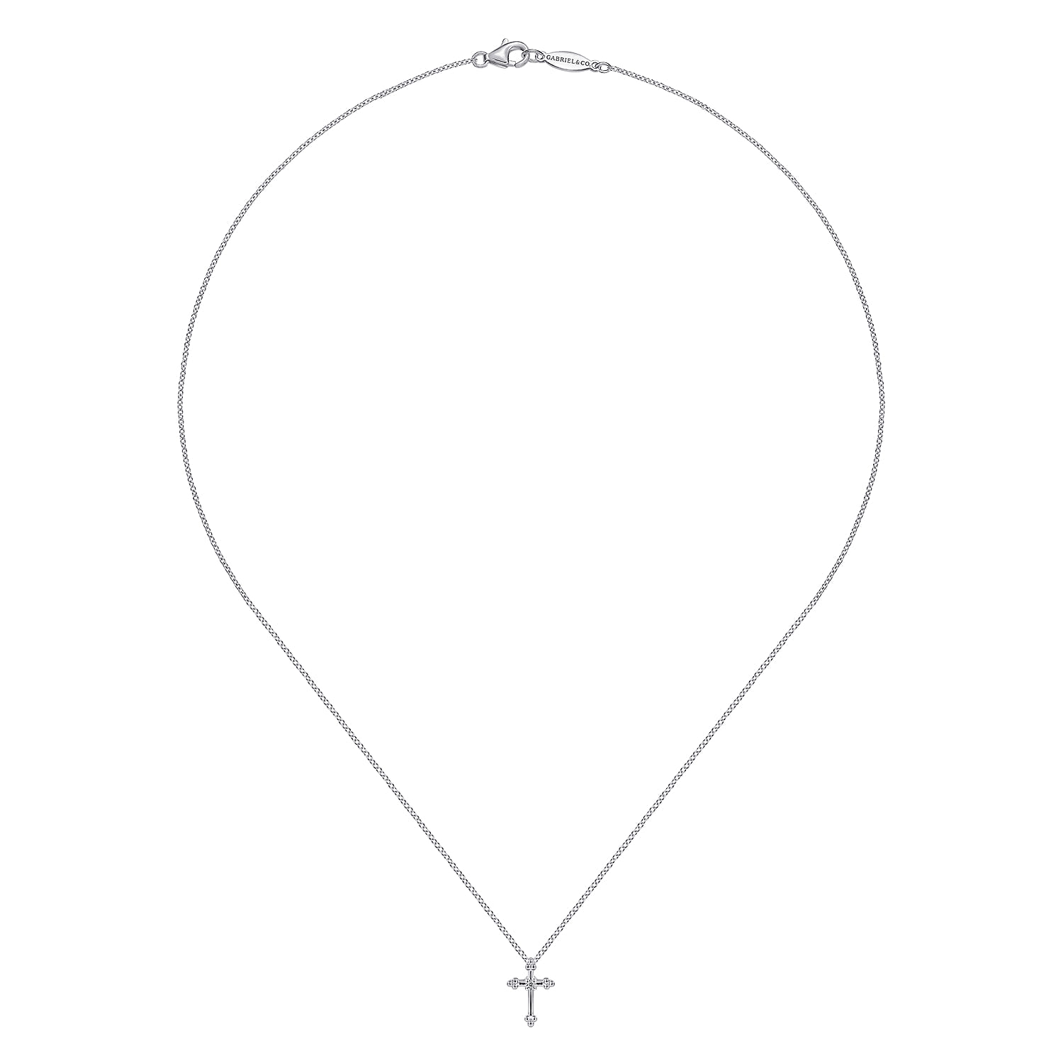 Diamond Cross Pendant Necklace in Sterling Silver, photograph 2