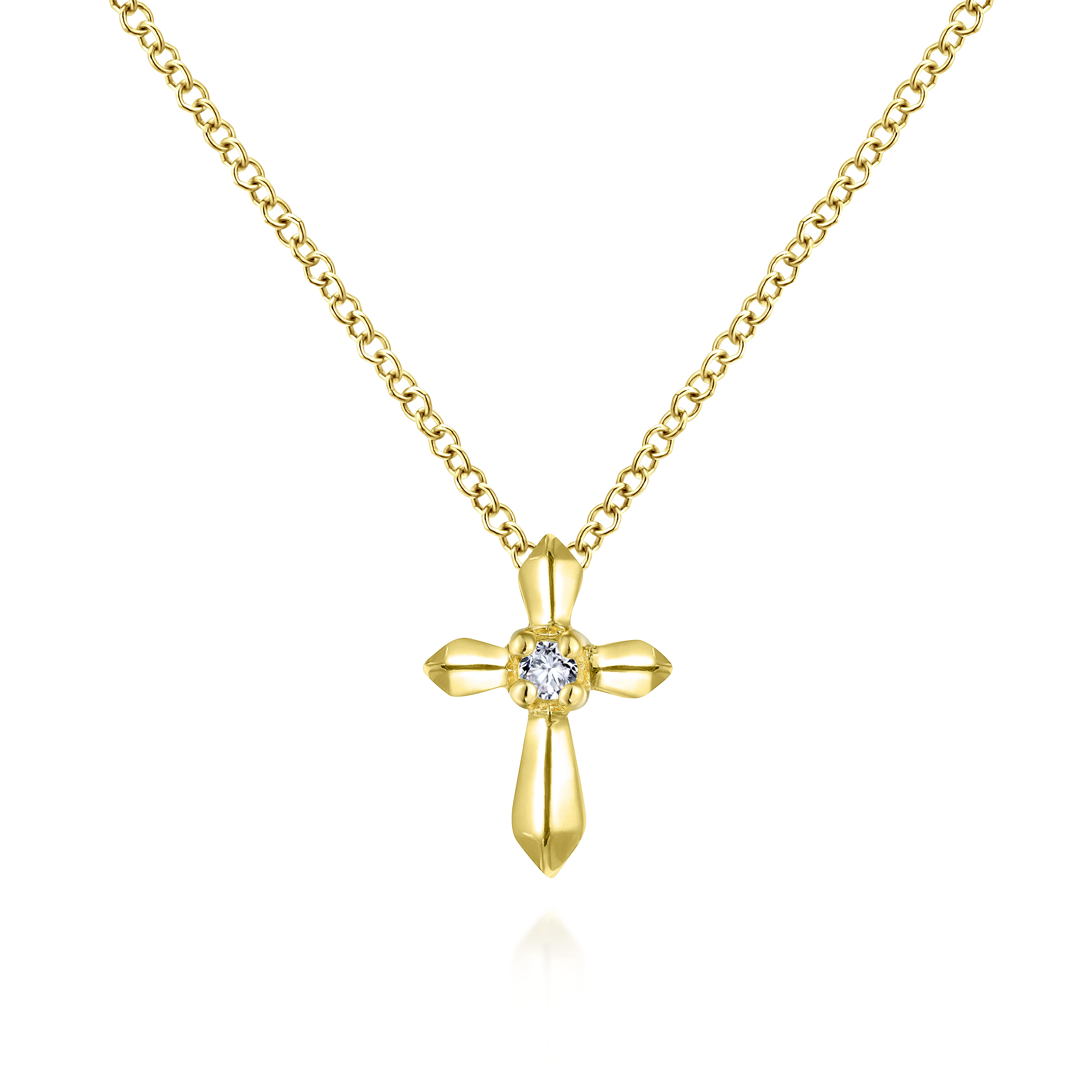 Sculpted Diamond Cross Pendant Necklace