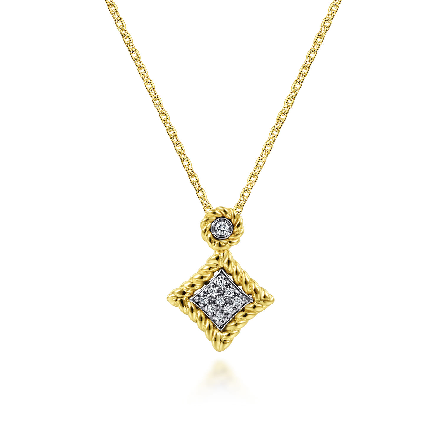 18 inch Twisted Geometric Diamond Pendant Necklace