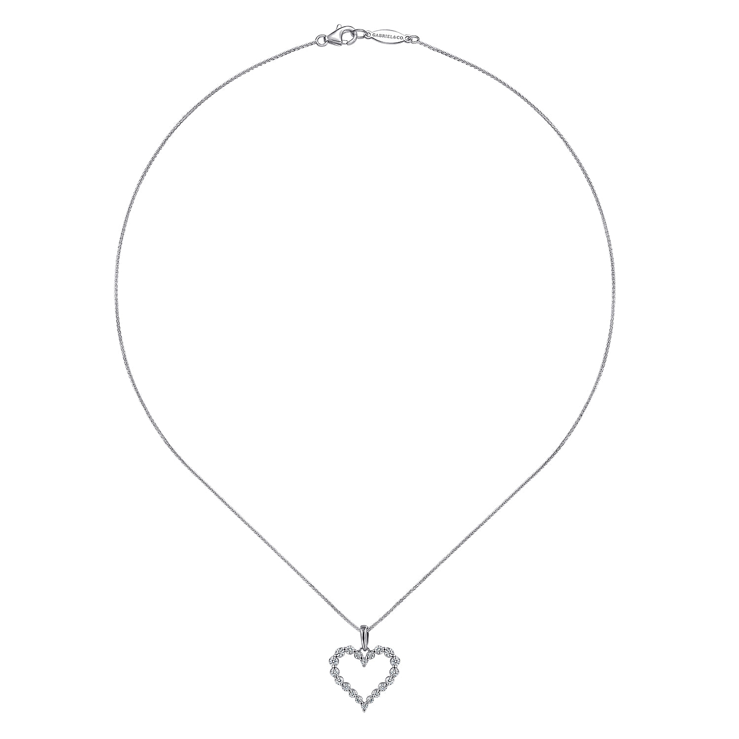 Open Diamond Pendant Necklace in 14K White Gold, photograph 2