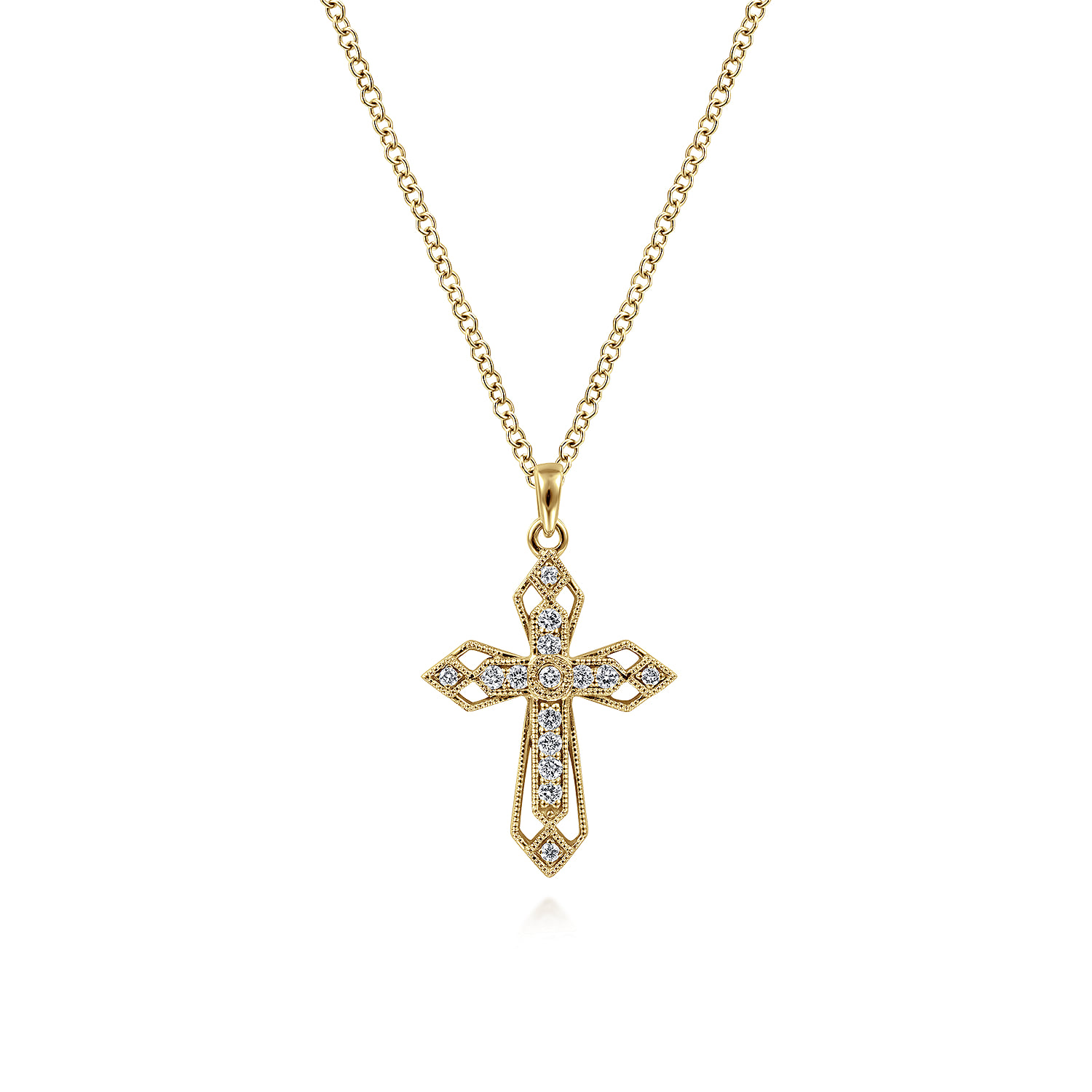 Openwork Diamond Cross Necklace