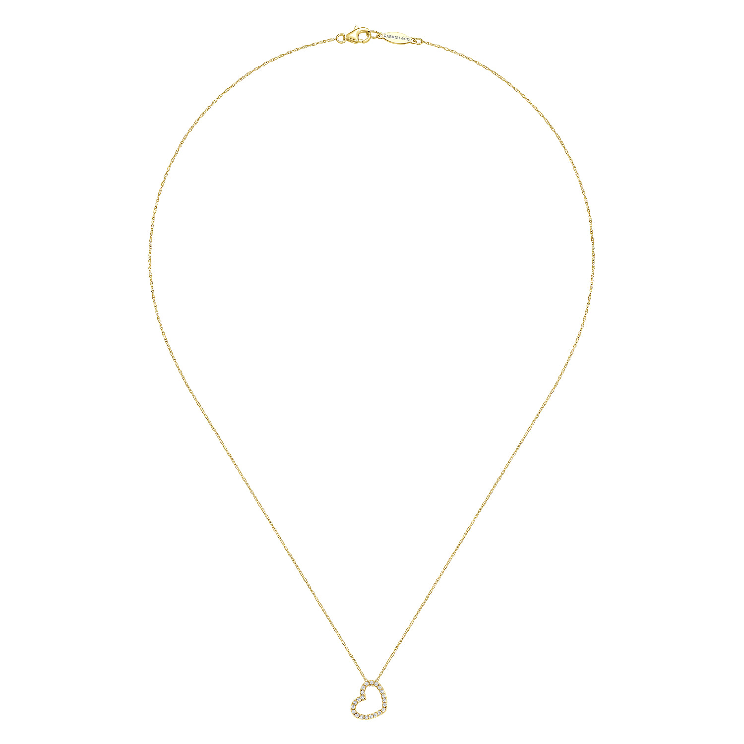 Pave Diamond Open Necklace in 14K Rose Gold, photograph 2