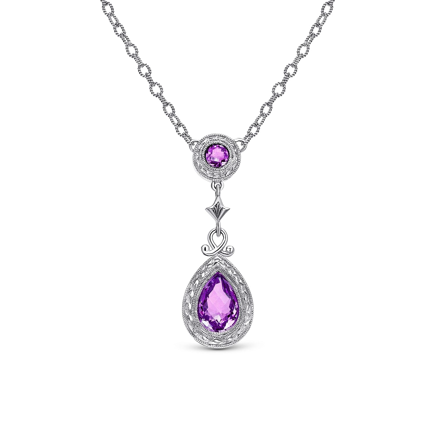 Amethyst Gemstone Pendant Necklace with 18