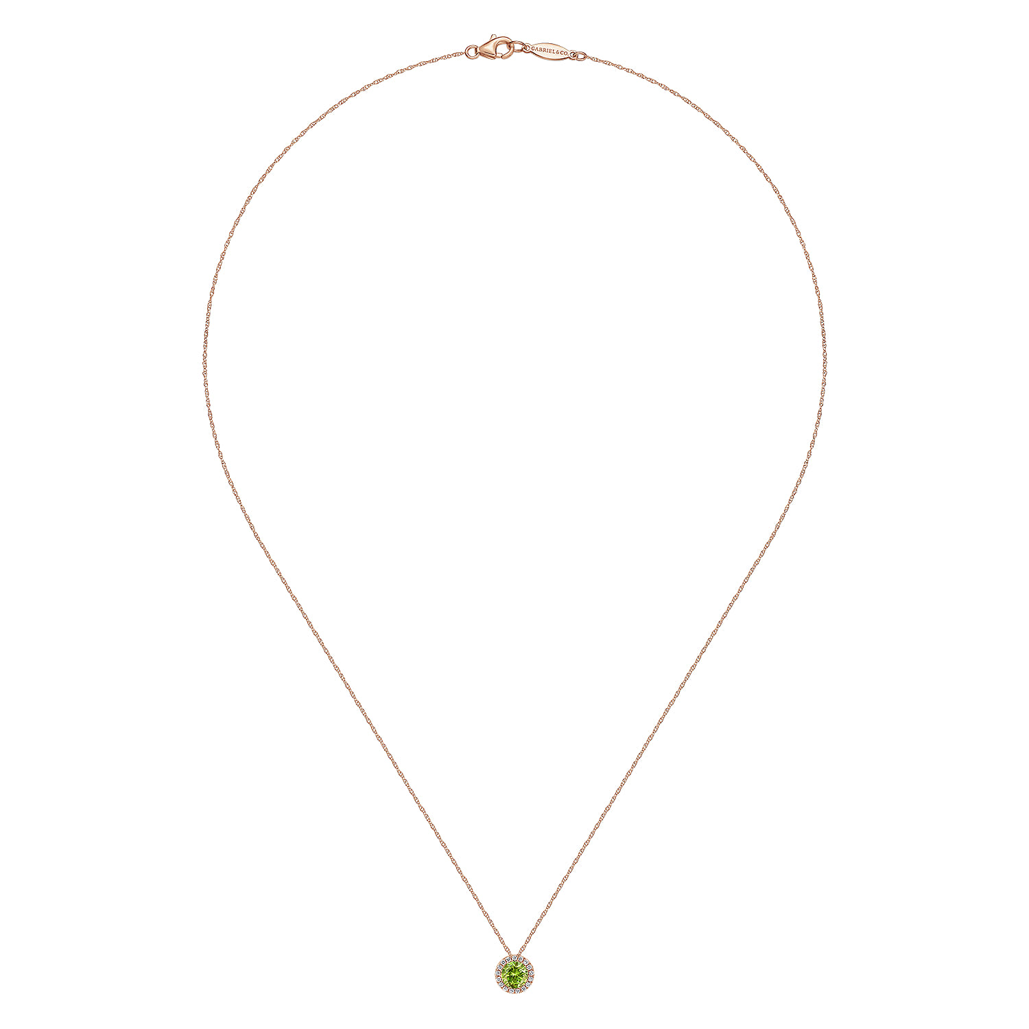 Peridot Pendant Necklace in 14K Rose Gold, photograph 2