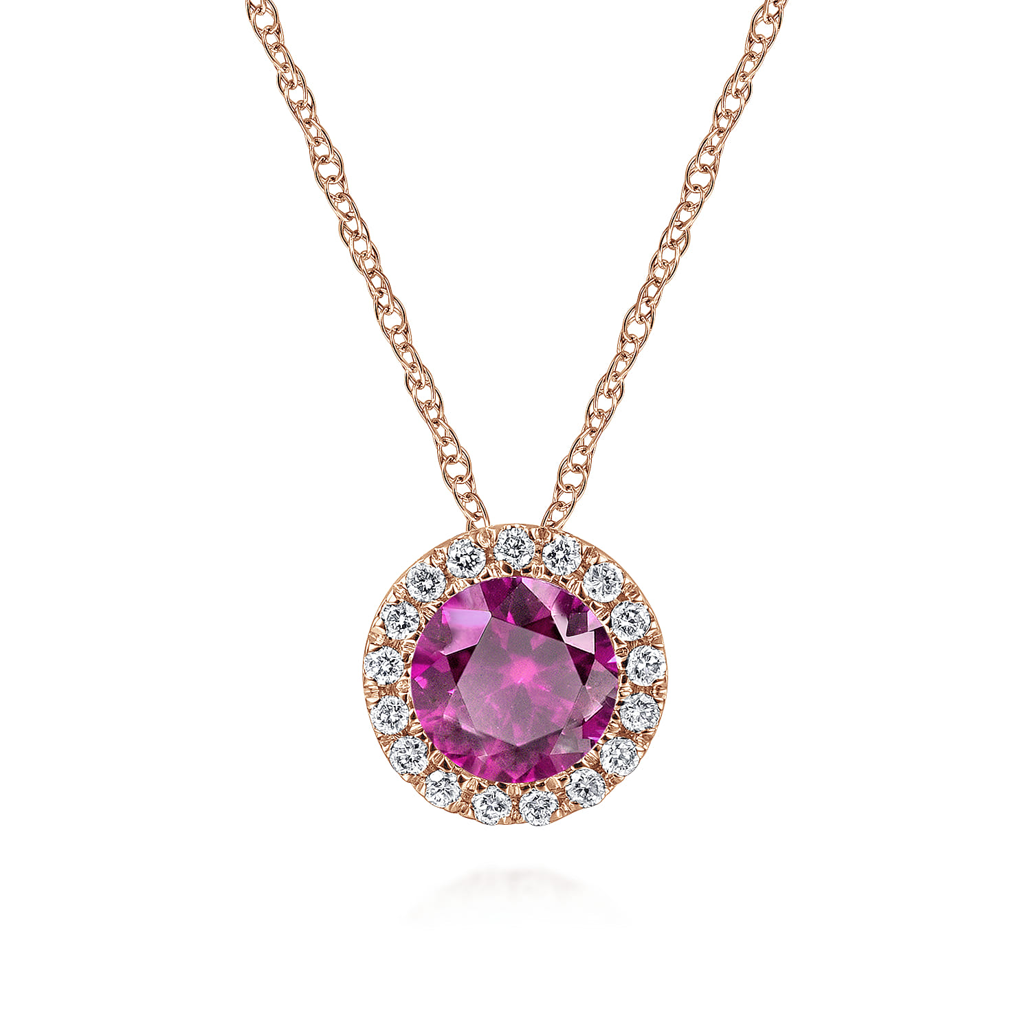 18 inch Ruby Diamond Pendant Necklace
