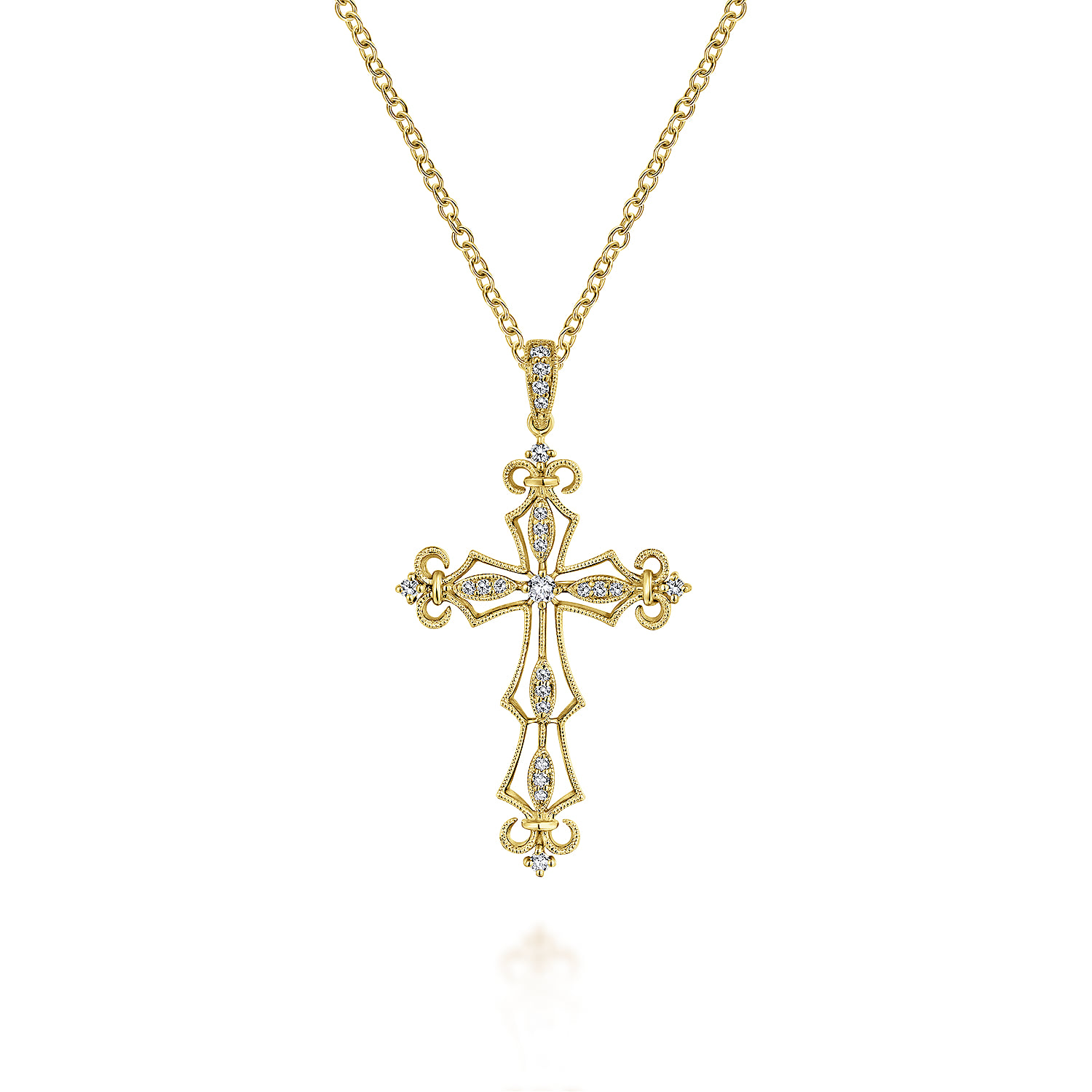 18 inch Open Diamond Cross Pendant Necklace