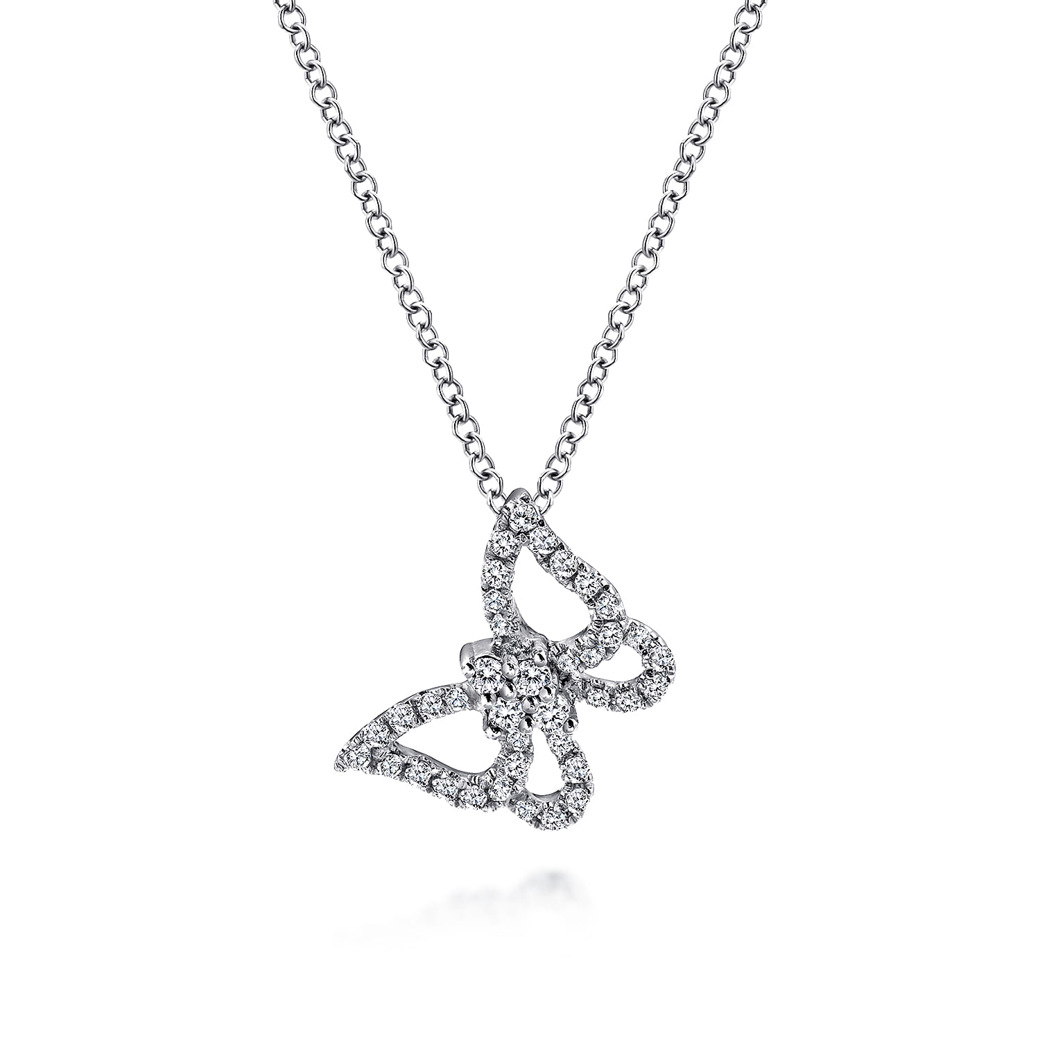 18 inch Diamond Butterfly Pendant Necklace