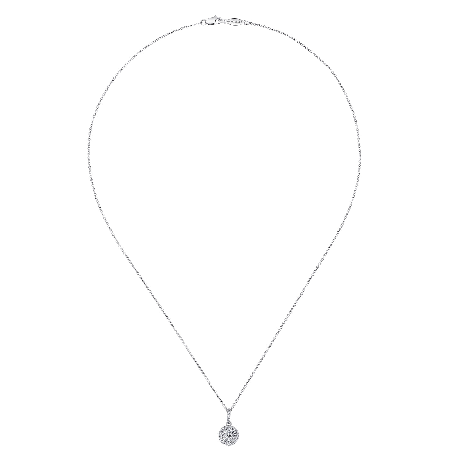 18 inch Diamond Pave Pendant Necklace in 14K White Gold, photograph 2