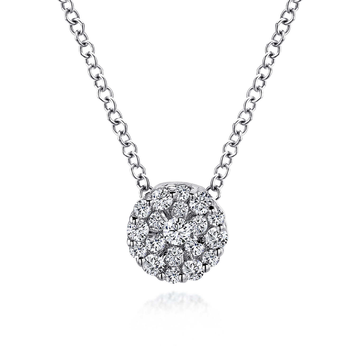 18 inch Diamond Cluster Pendant Necklace