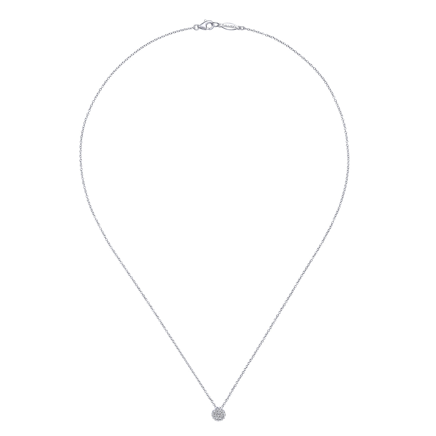18 inch Diamond Cluster Pendant Necklace in 14K White Gold, photograph 2