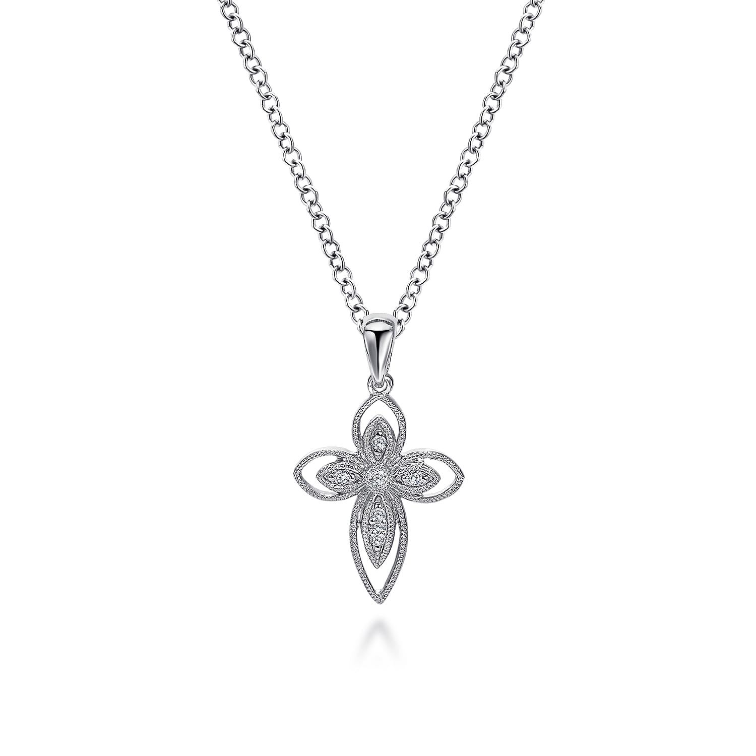 Openwork Diamond Cross Necklace