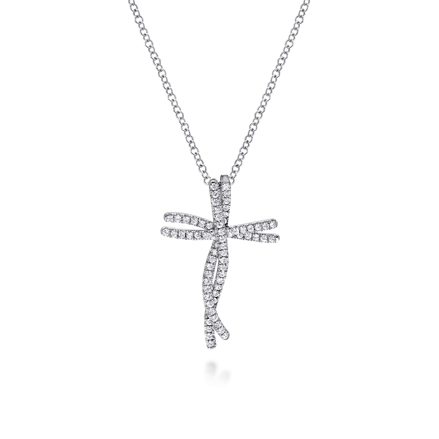 18 inch Dancing Diamond Cross Necklace in 14K White Gold
